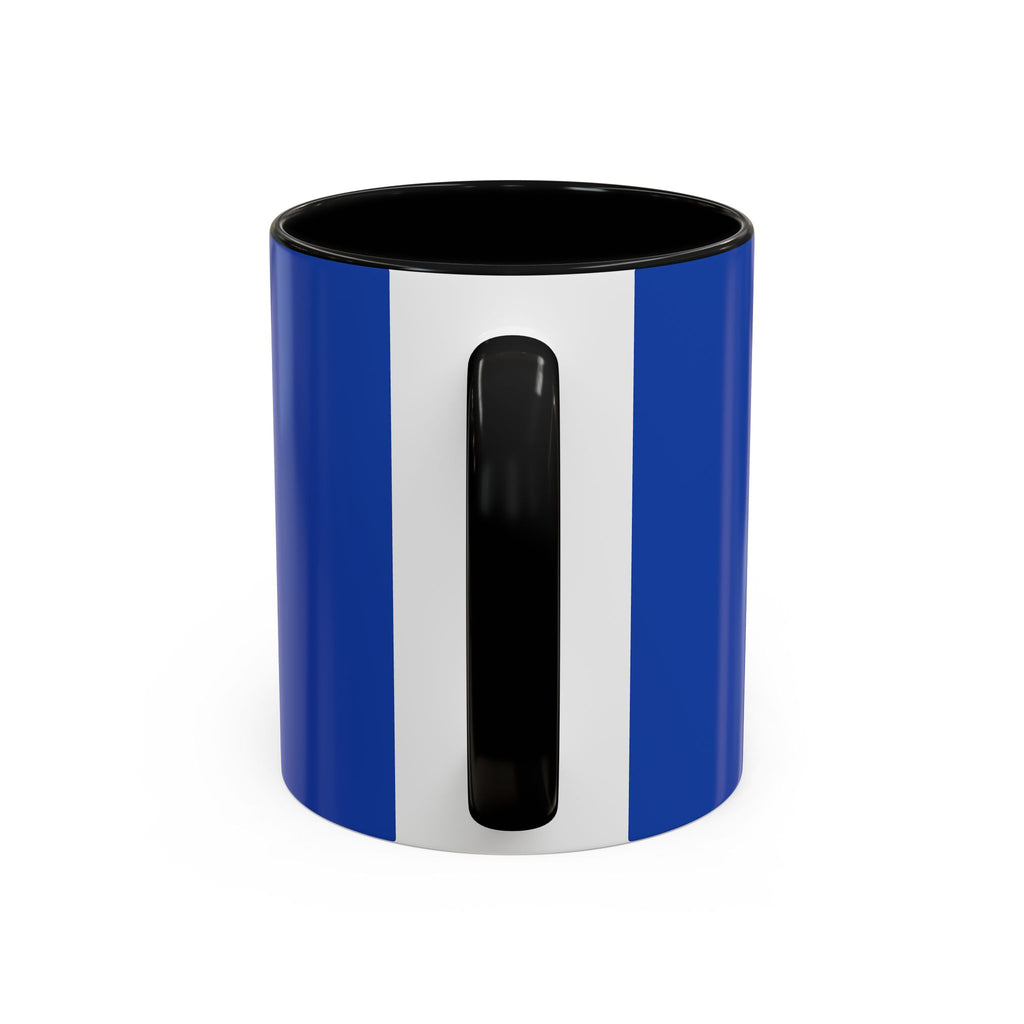 Blue Accent Coffee Mug with Neon Heart Hands Design — 11/15oz