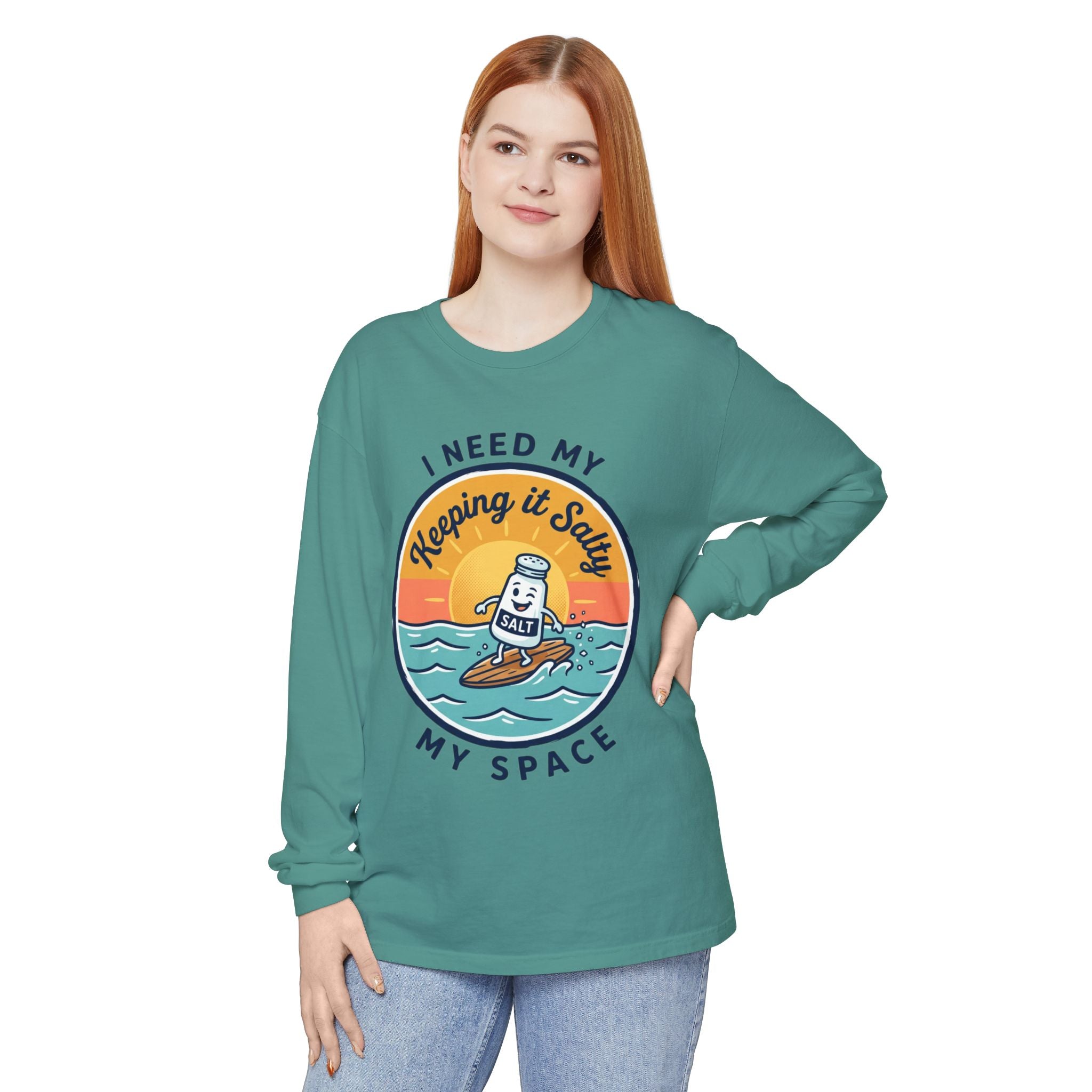 Keeping It Salty surf salt shaker illustration Long Sleeve T-Shirt | Summer beach vibes