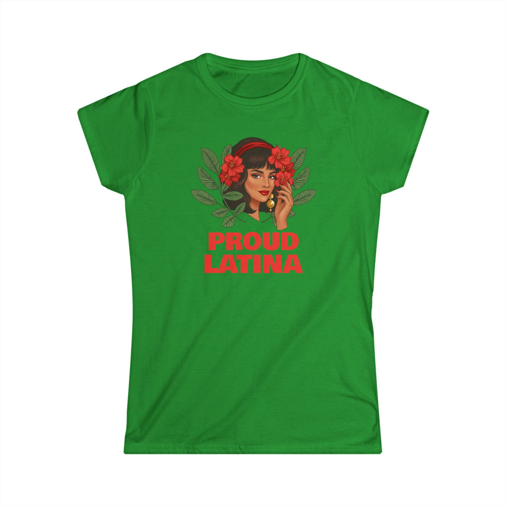 Proud Latina Tee | Retro Woman Portrait, Floral Leaves Graphic