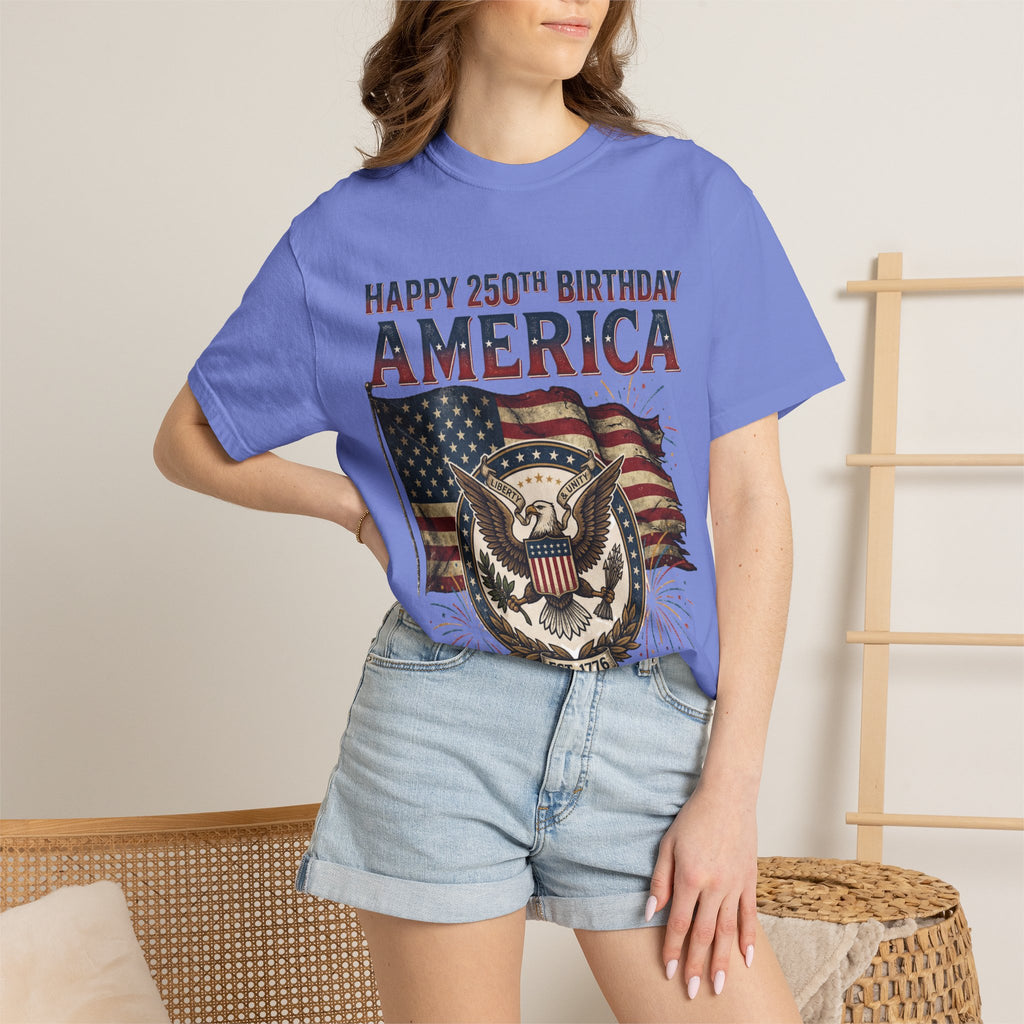 America 250th Anniversary T-Shirt — "Happy 250th Birthday America" Patriotic Tee (1776–2026)