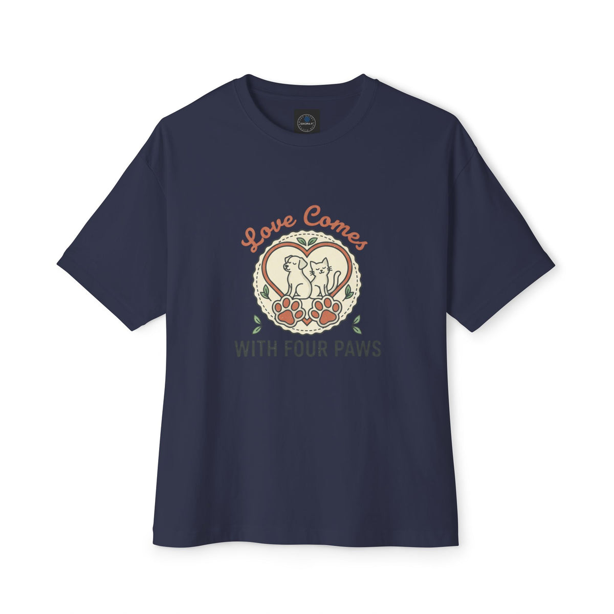 Love Comes With Four Paws T-Shirt | Dog Cat Pet Rescue Tee