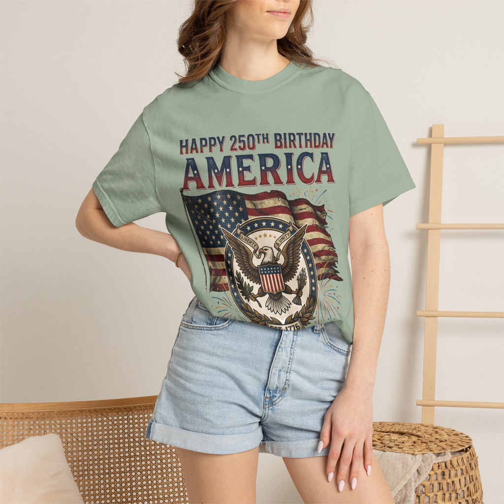 America 250th Anniversary T-Shirt — "Happy 250th Birthday America" Patriotic Tee (1776–2026)