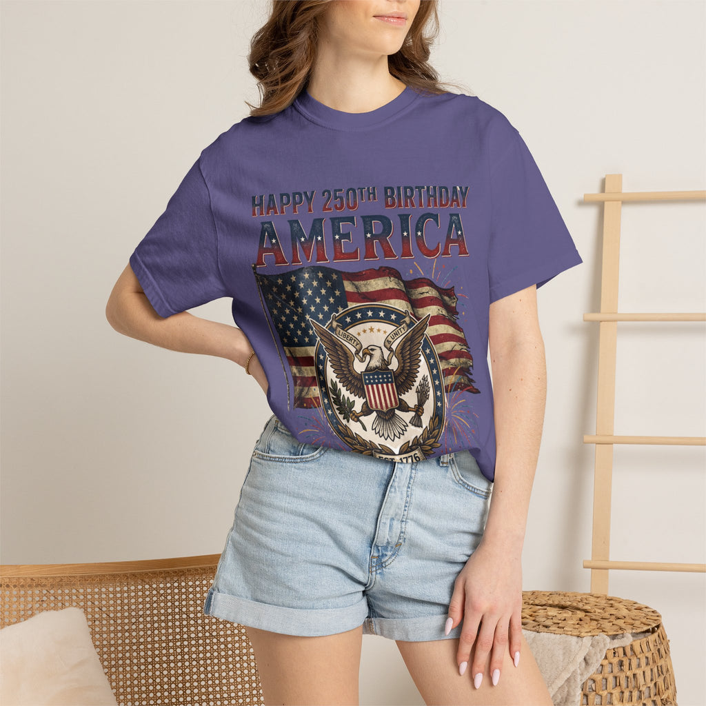 America 250th Anniversary T-Shirt — "Happy 250th Birthday America" Patriotic Tee (1776–2026)