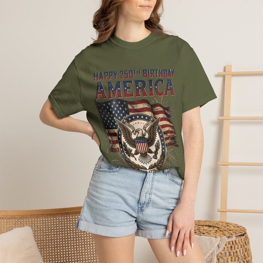 America 250th Anniversary T-Shirt — "Happy 250th Birthday America" Patriotic Tee (1776–2026)