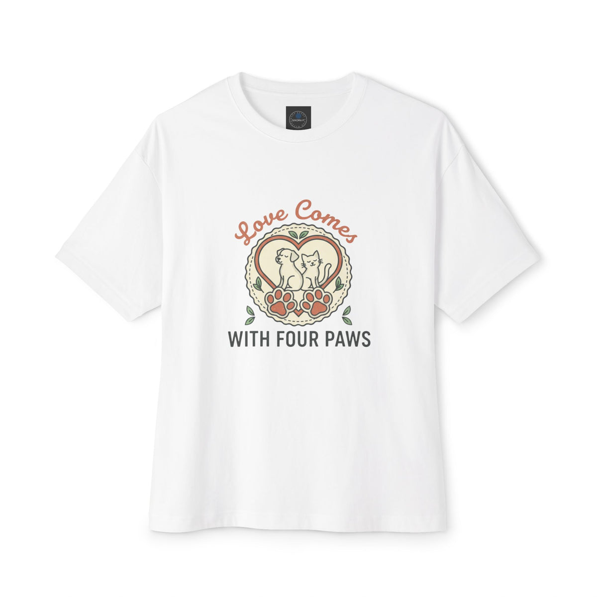 Love Comes With Four Paws T-Shirt | Dog Cat Pet Rescue Tee