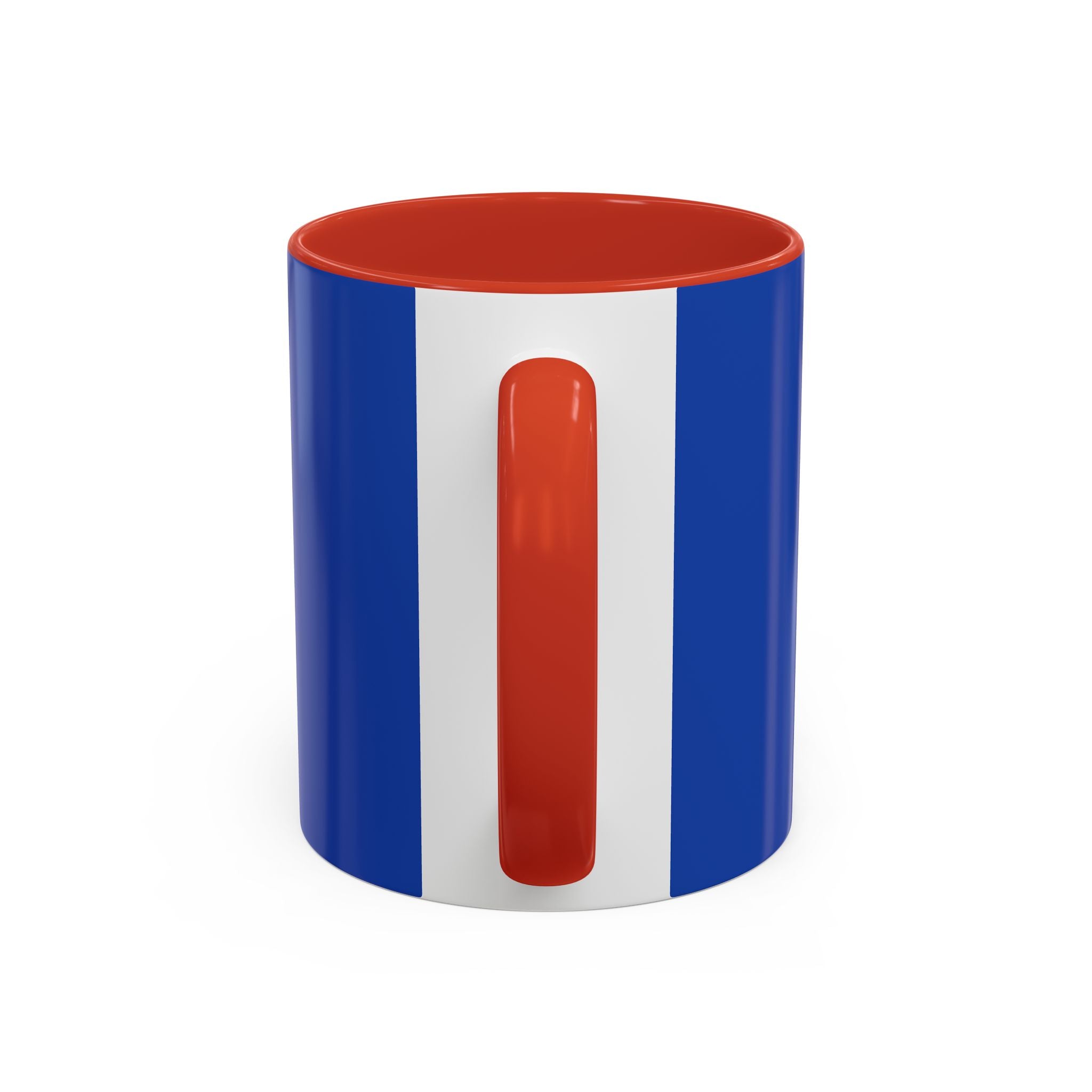 Blue Accent Coffee Mug with Neon Heart Hands Design — 11/15oz