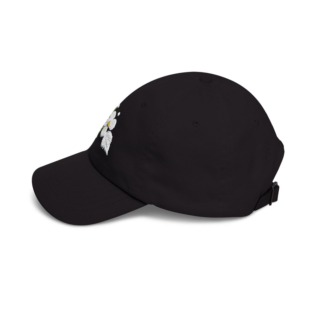 Embroidered  Daisy— White Floral Baseball Hat