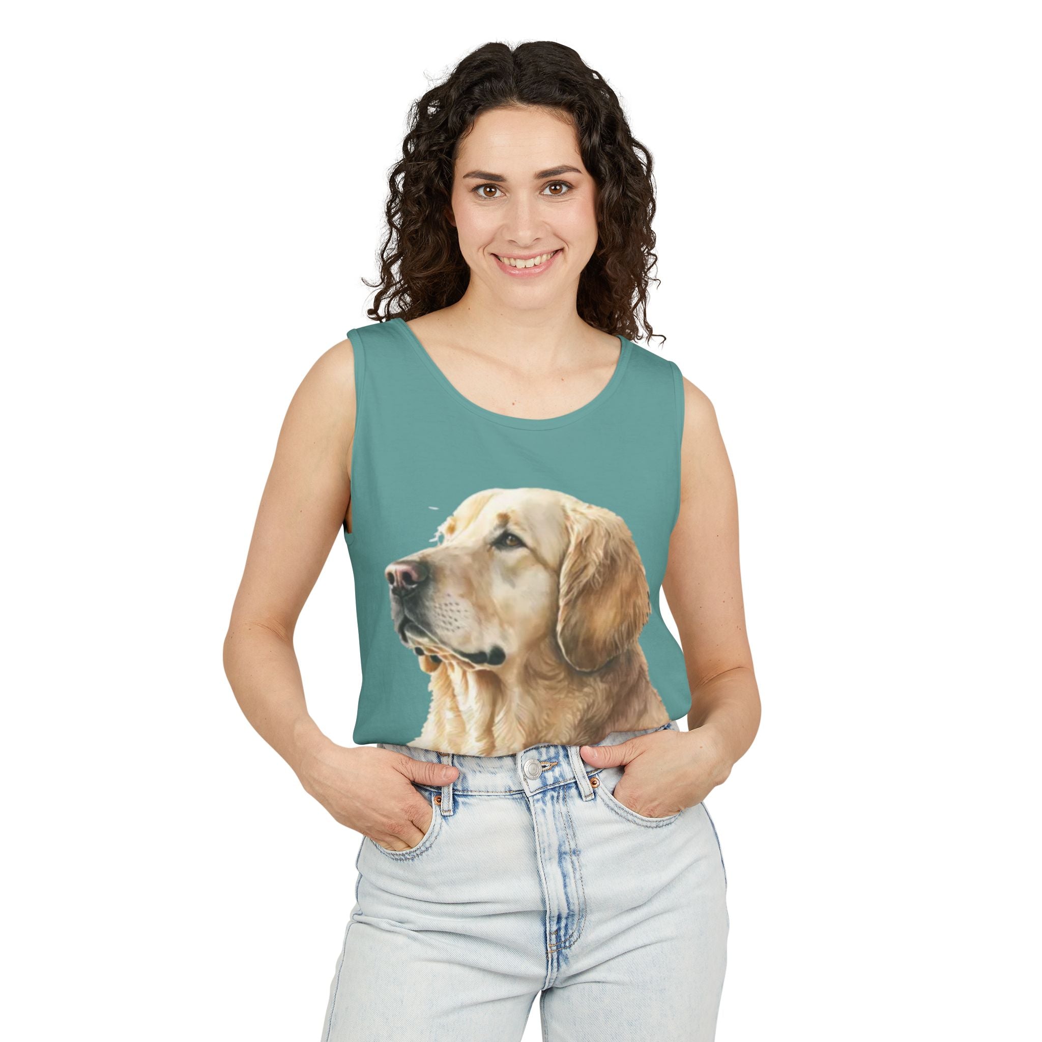 golden retriever watercolor shirt, golden retriever tank top, dog lover summer clothing, golden retriever dad shirt, dog lover clothing
