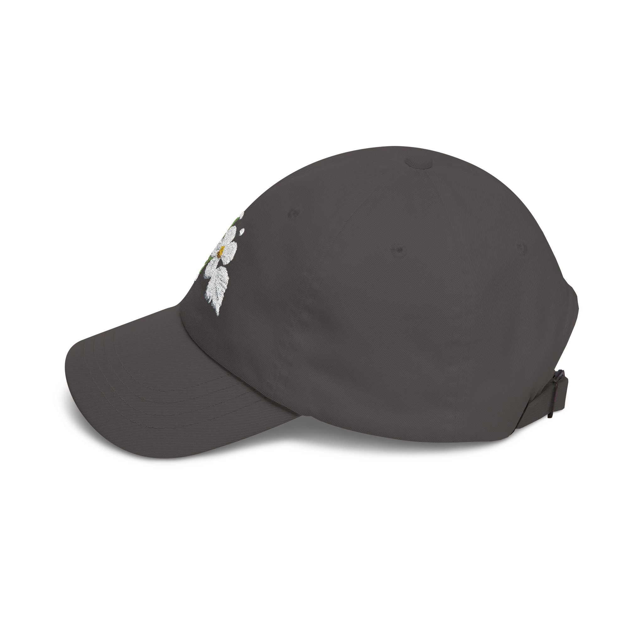 Embroidered  Daisy— White Floral Baseball Hat