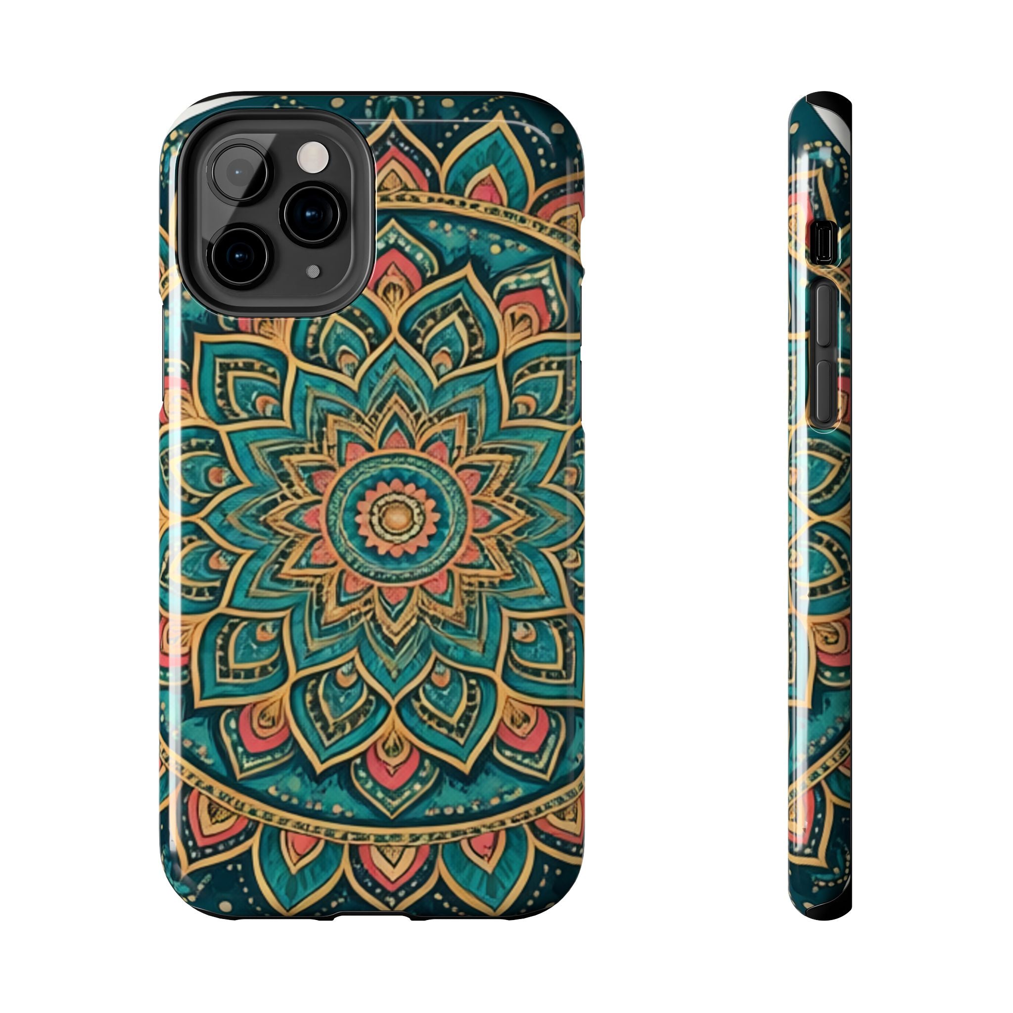 Teal Gold Mandala Tough Phone Case