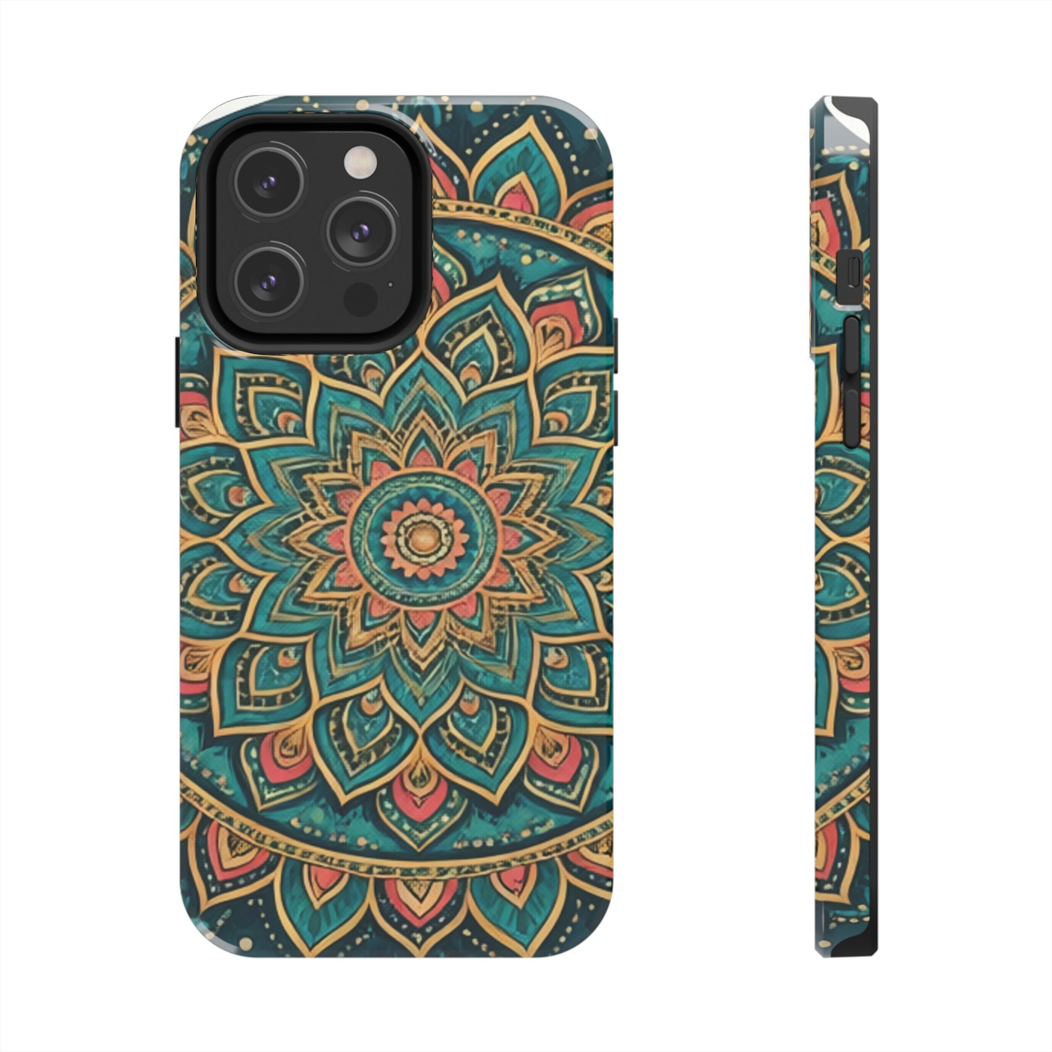 Teal Gold Mandala Tough Phone Case