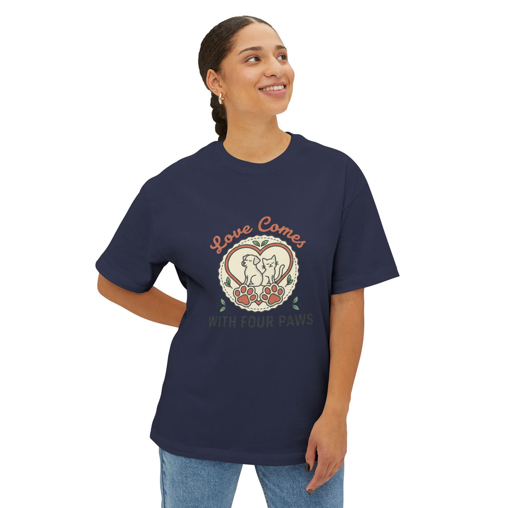 Love Comes With Four Paws T-Shirt | Dog Cat Pet Rescue Tee