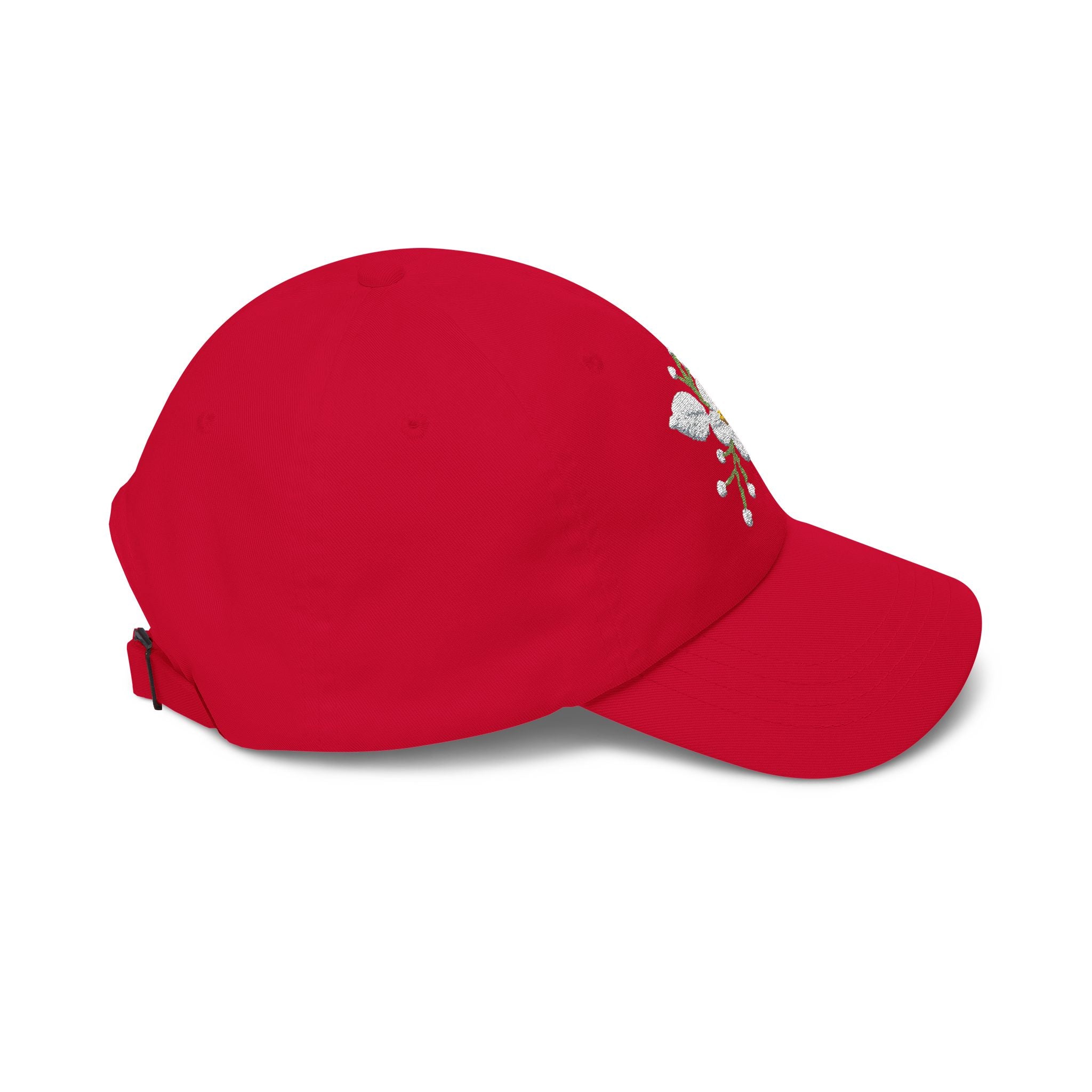 Embroidered  Daisy— White Floral Baseball Hat