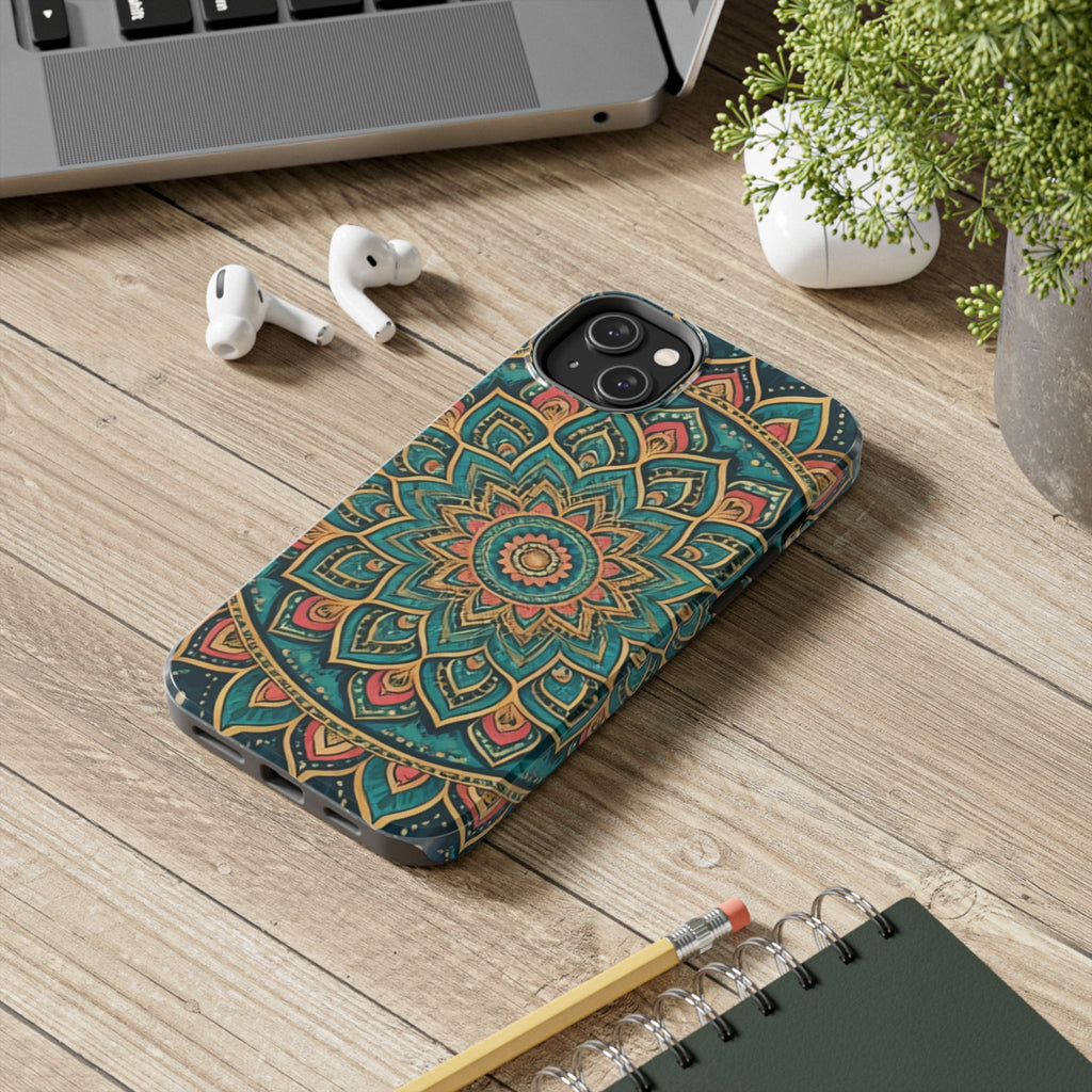 Teal Gold Mandala Tough Phone Case