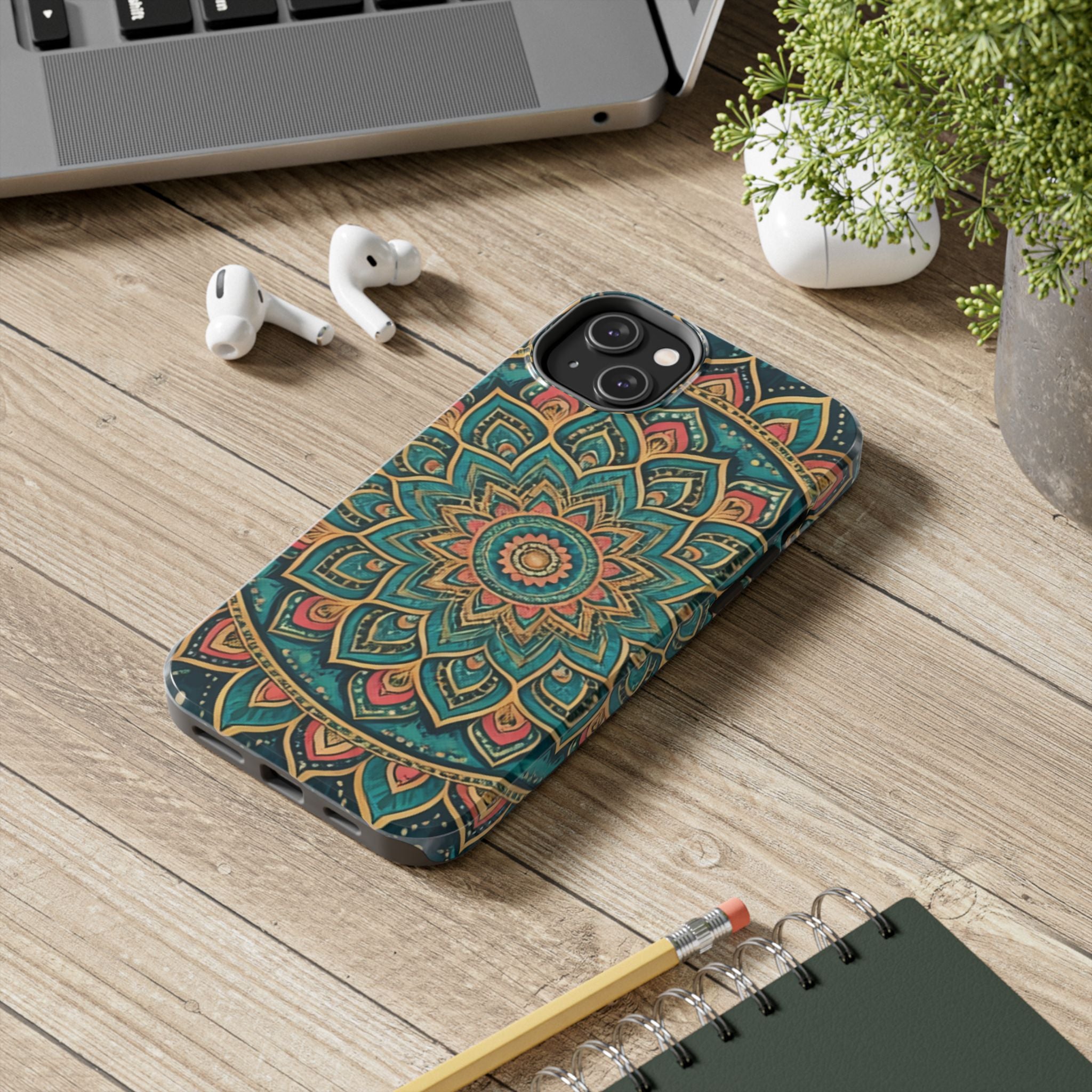 Teal Gold Mandala Tough Phone Case