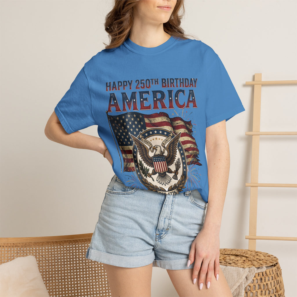America 250th Anniversary T-Shirt — "Happy 250th Birthday America" Patriotic Tee (1776–2026)