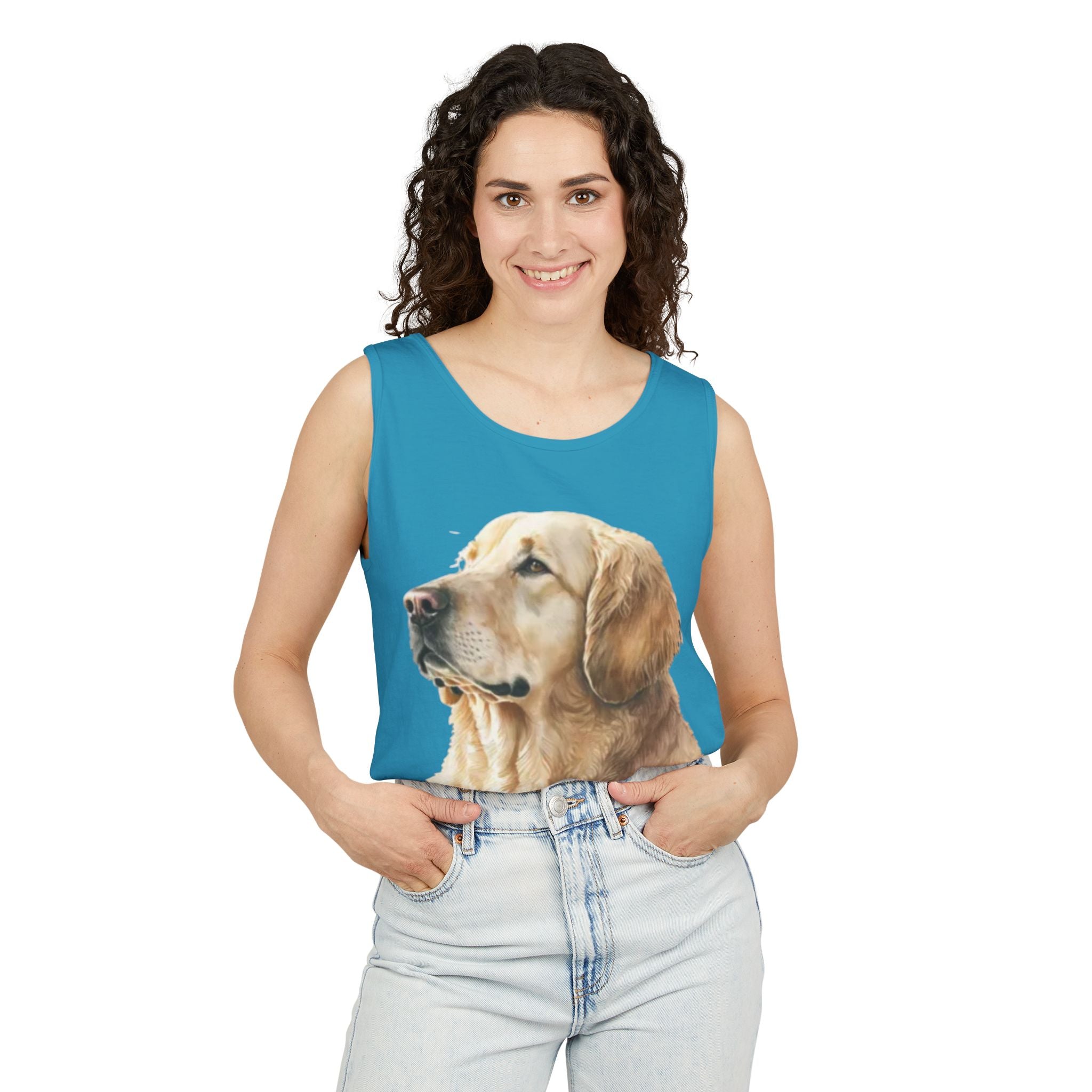 golden retriever watercolor shirt, golden retriever tank top, dog lover summer clothing, golden retriever dad shirt, dog lover clothing
