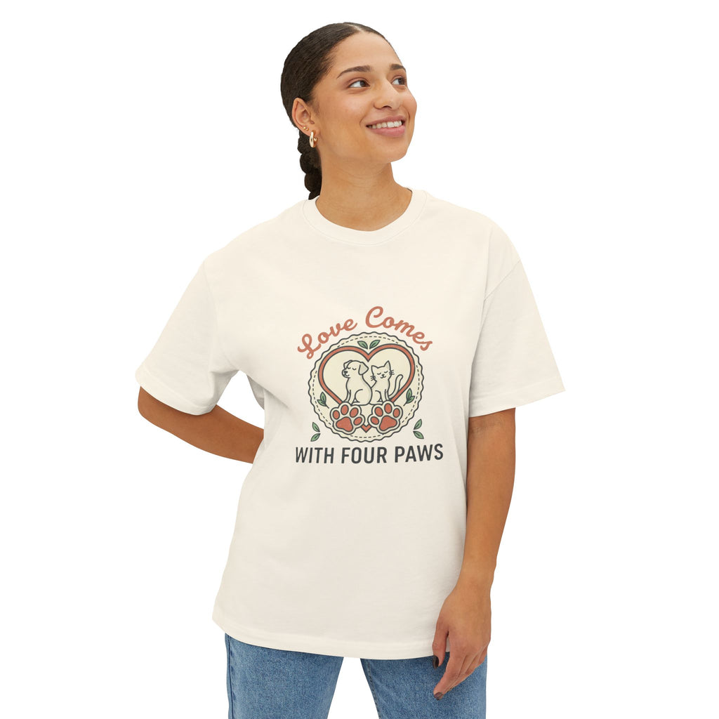 Love Comes With Four Paws T-Shirt | Dog Cat Pet Rescue Tee