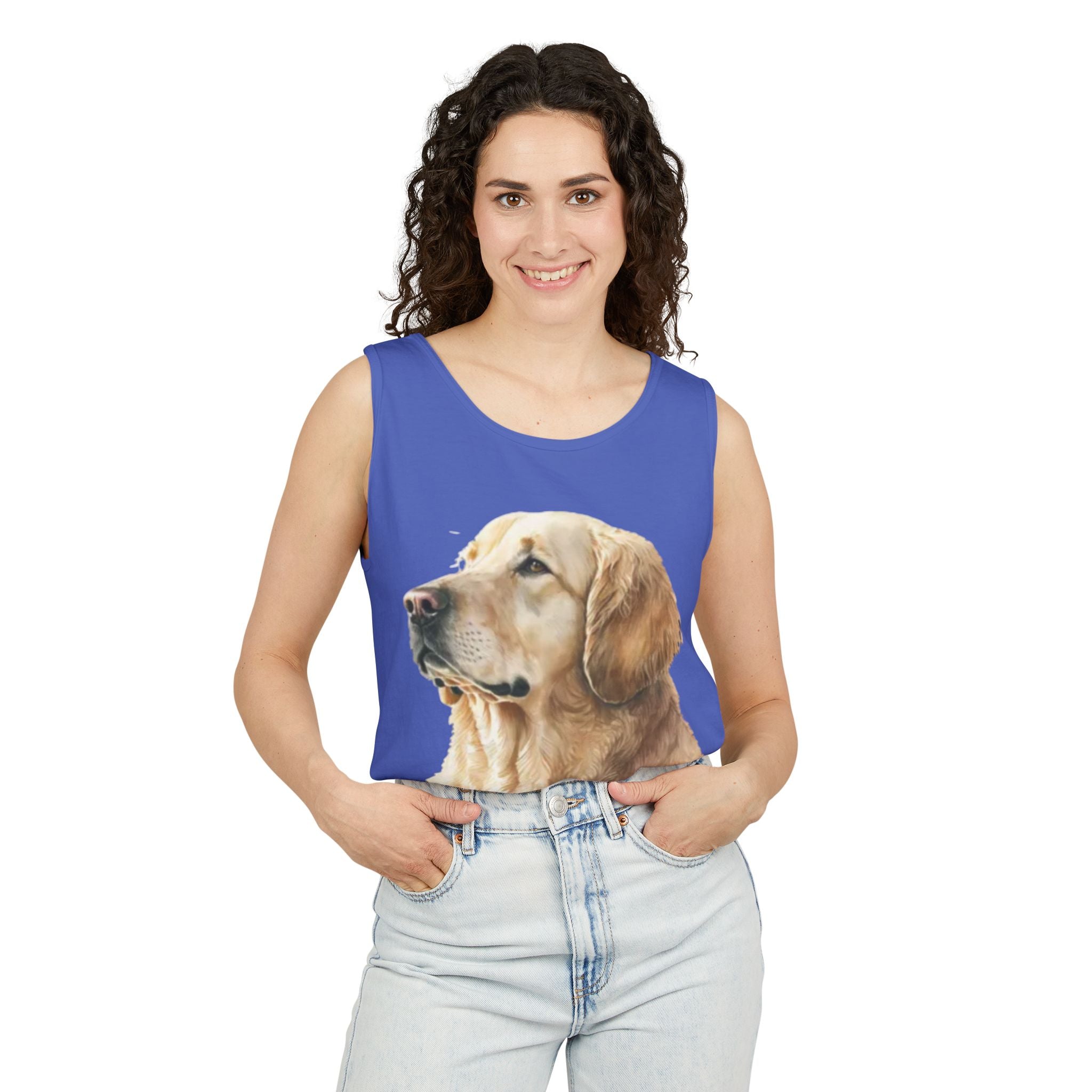 golden retriever watercolor shirt, golden retriever tank top, dog lover summer clothing, golden retriever dad shirt, dog lover clothing