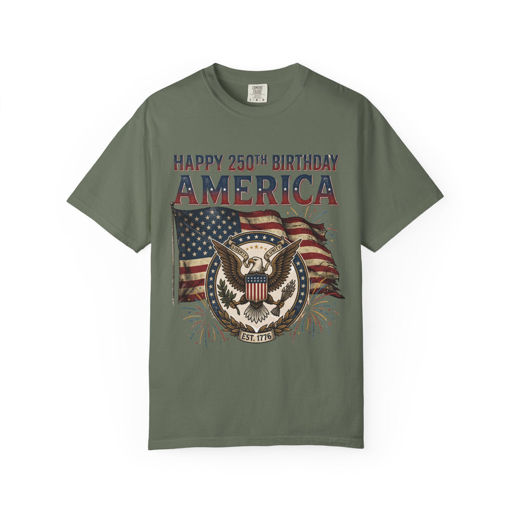 America 250th Anniversary T-Shirt — "Happy 250th Birthday America" Patriotic Tee (1776–2026)