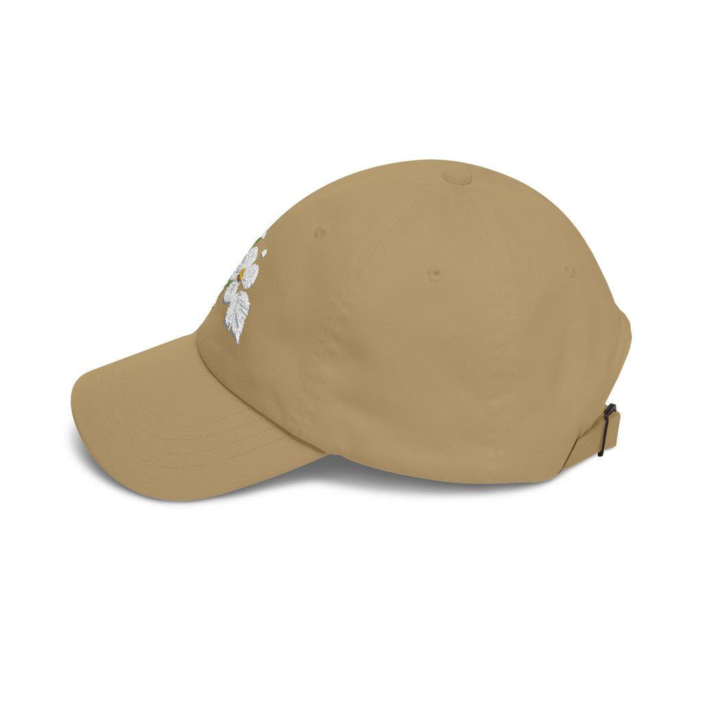 Embroidered  Daisy— White Floral Baseball Hat