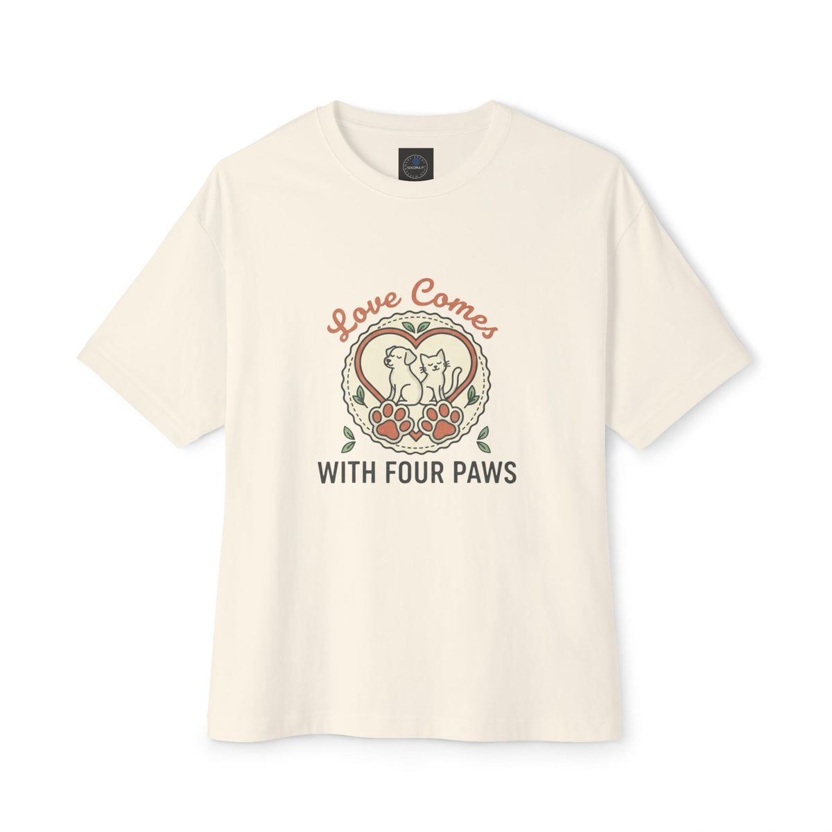 Love Comes With Four Paws T-Shirt | Dog Cat Pet Rescue Tee
