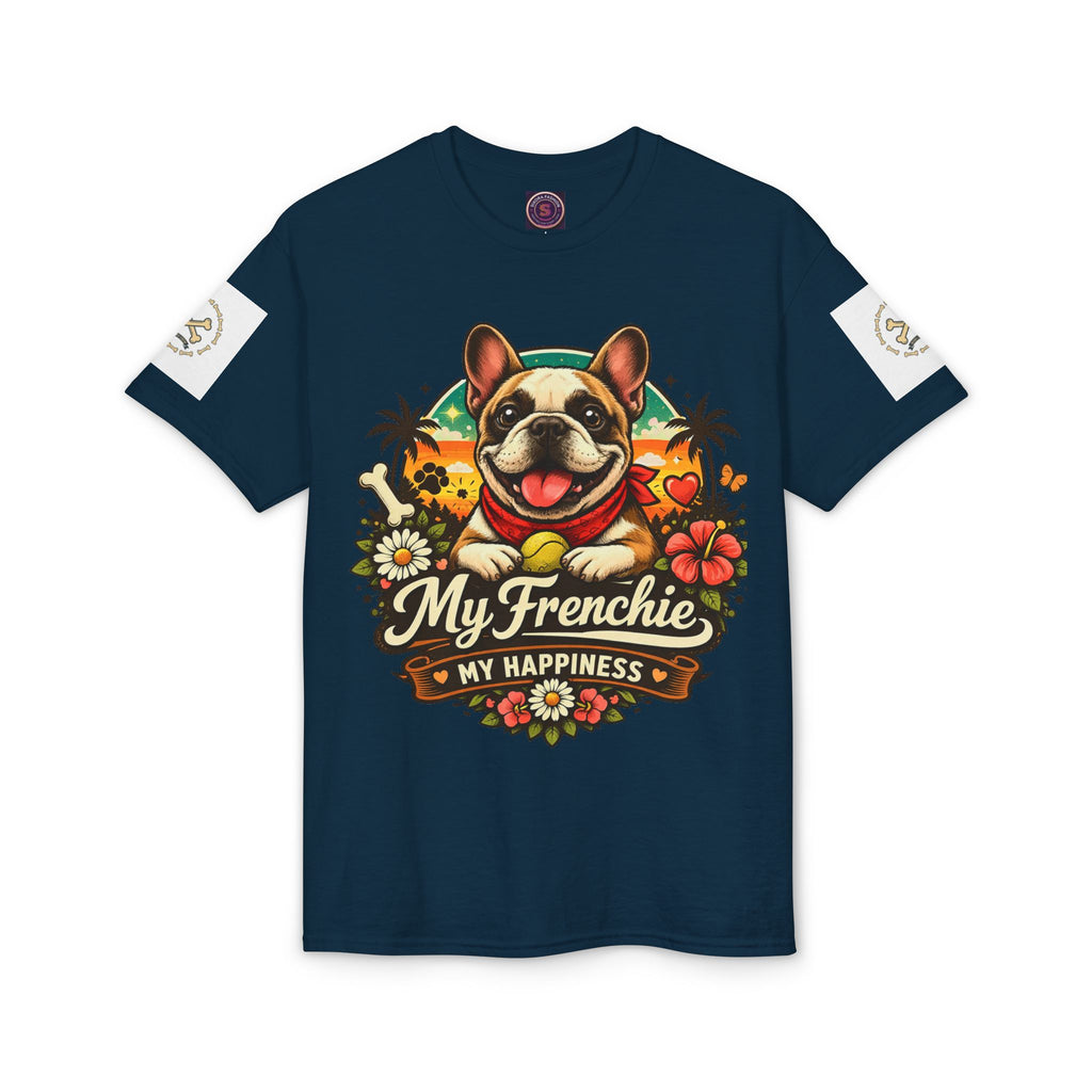 My Frenchie My Happiness shirt, Frenchie dog portrait tee, Comfortable cotton dog shirt, Frenchie fan clothing gift idea