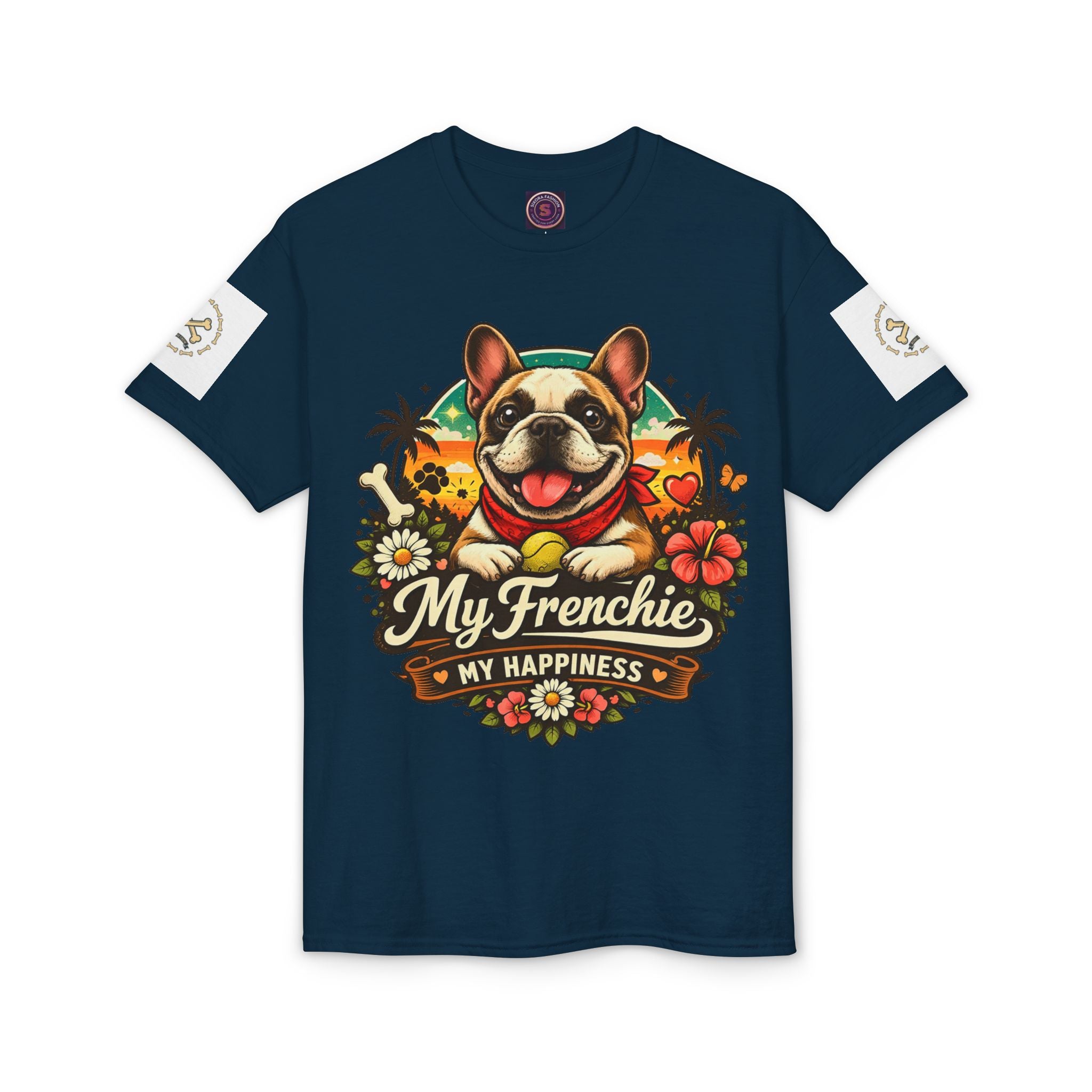 My Frenchie My Happiness shirt, Frenchie dog portrait tee, Comfortable cotton dog shirt, Frenchie fan clothing gift idea