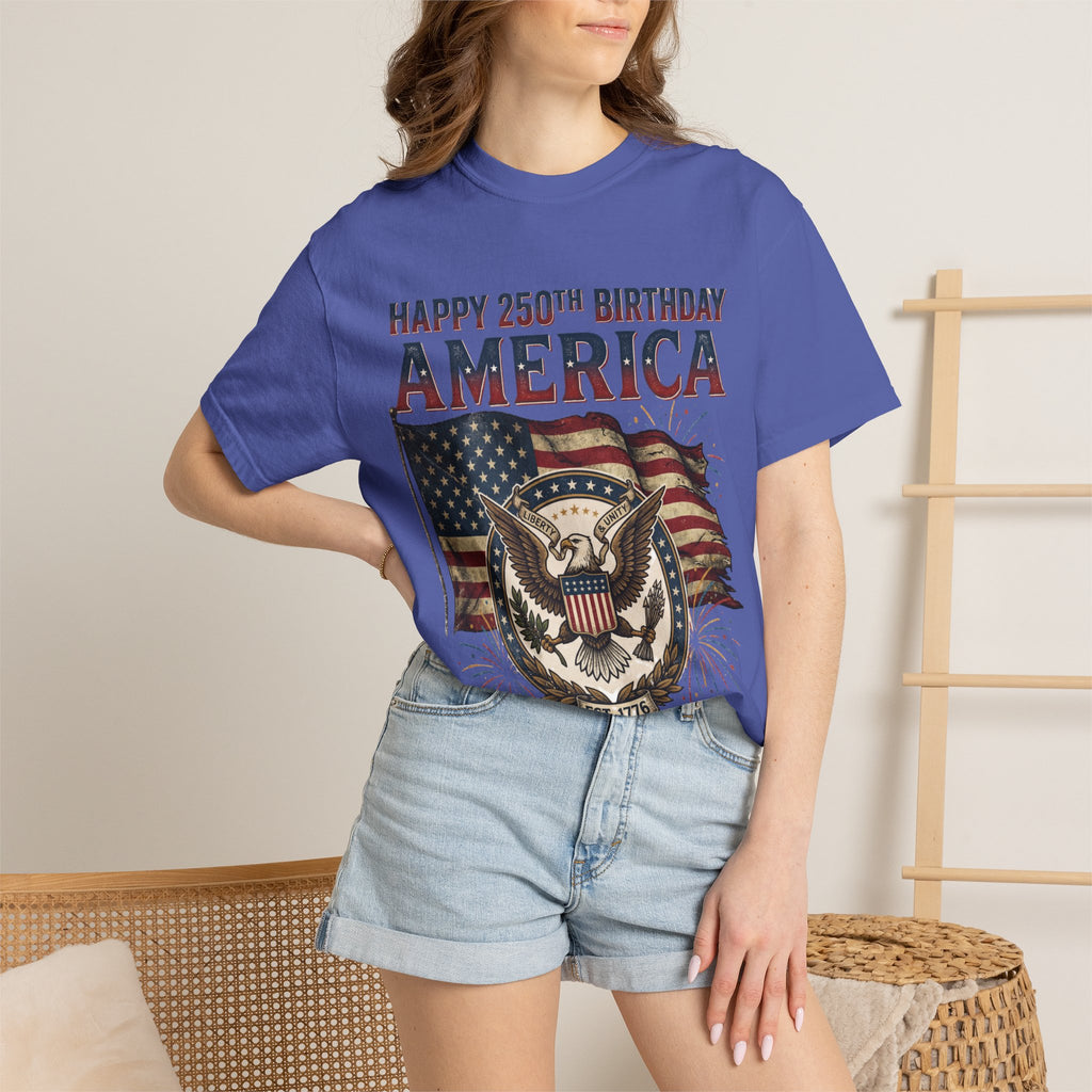 America 250th Anniversary T-Shirt — "Happy 250th Birthday America" Patriotic Tee (1776–2026)