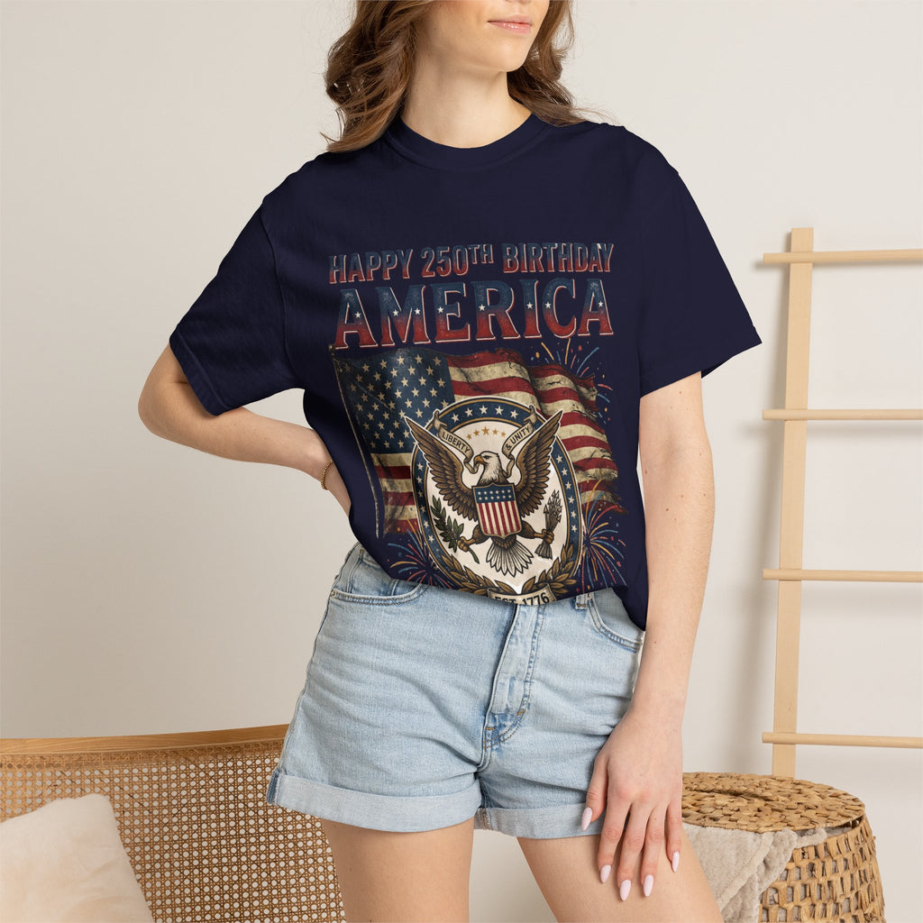 America 250th Anniversary T-Shirt — "Happy 250th Birthday America" Patriotic Tee (1776–2026)
