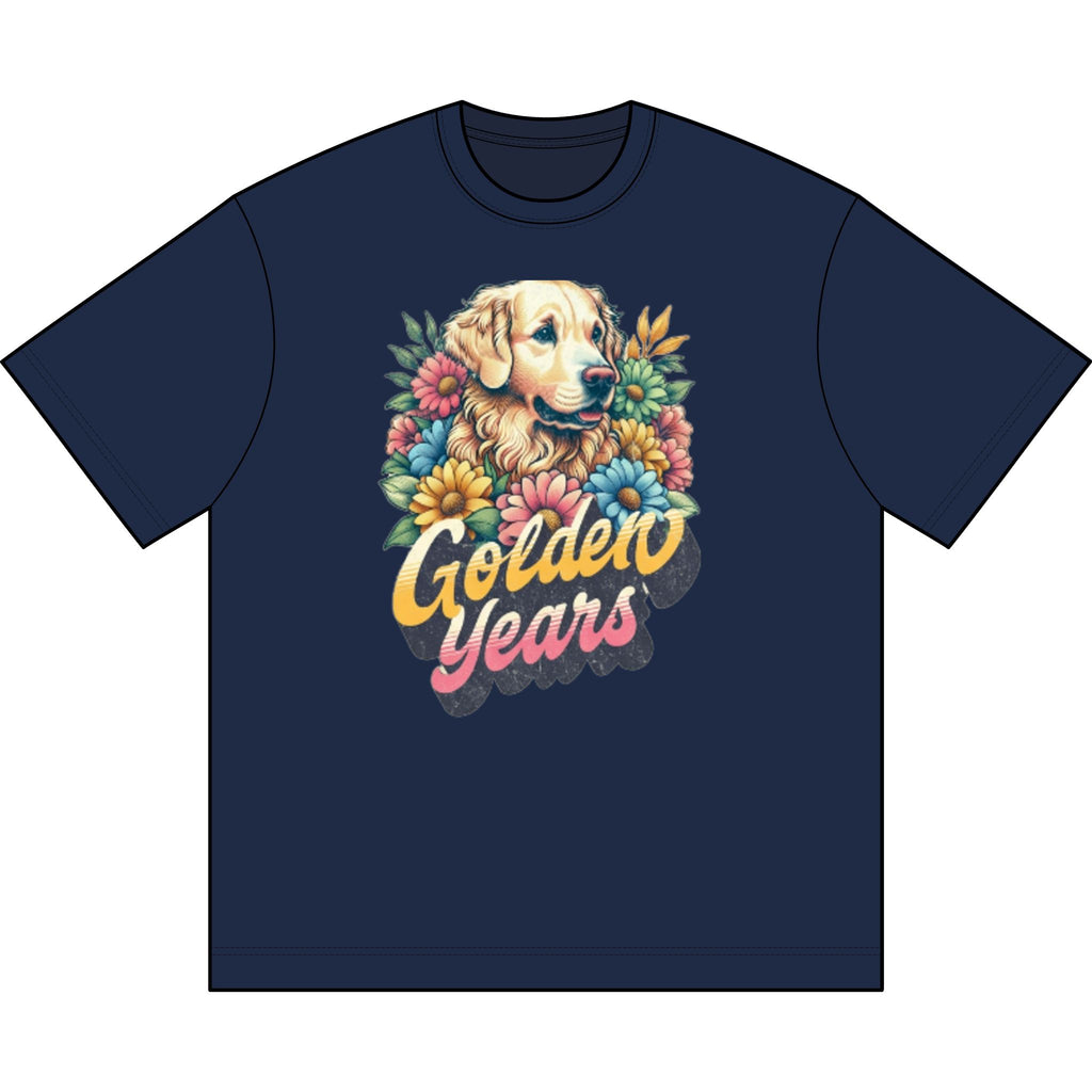 Golden Retriever Floral portrait Muscle Tank | Golden Years text
