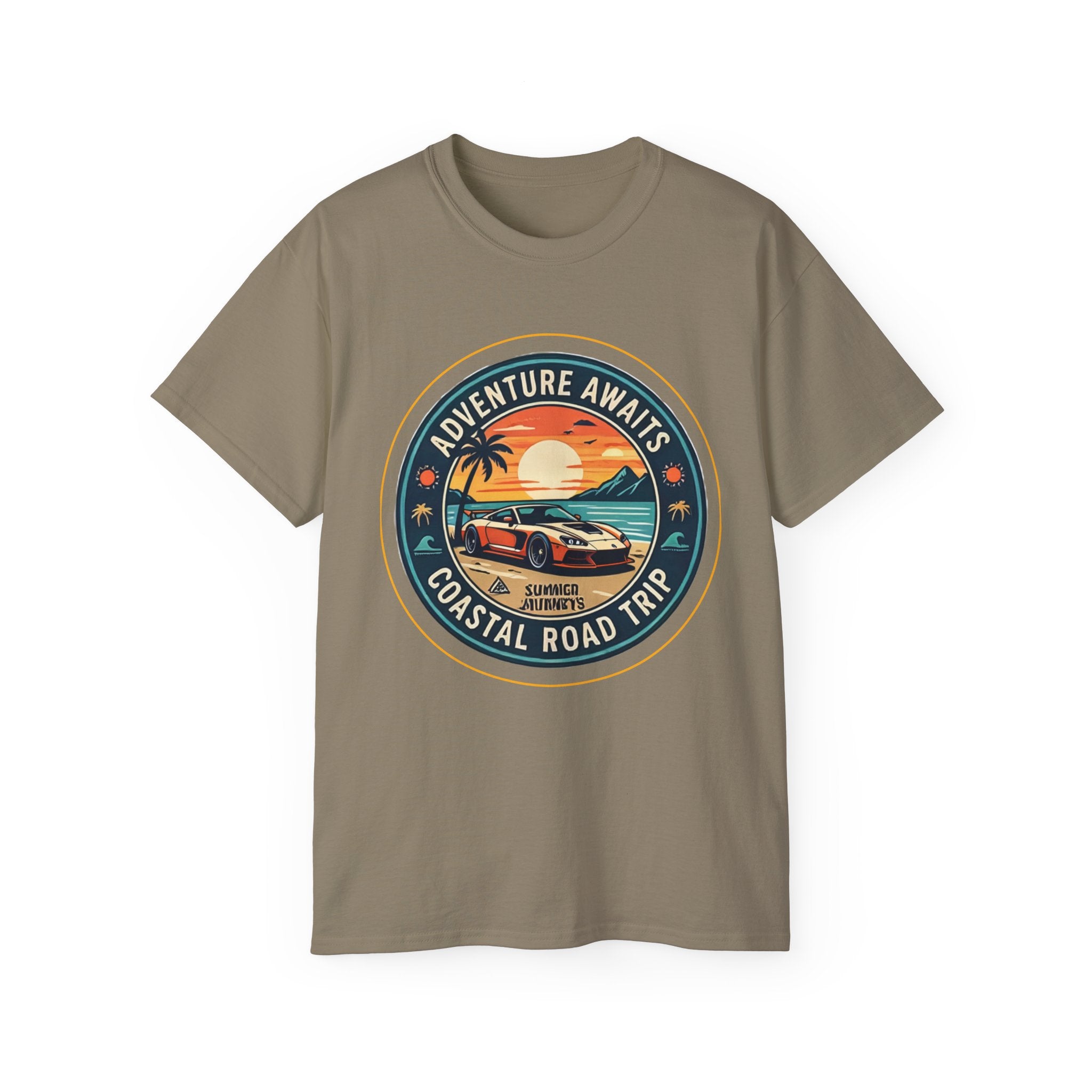 Adventure Awaits Coastal Road Trip T-Shirt | Sunset Surf Van, Catch You On The Next Wave