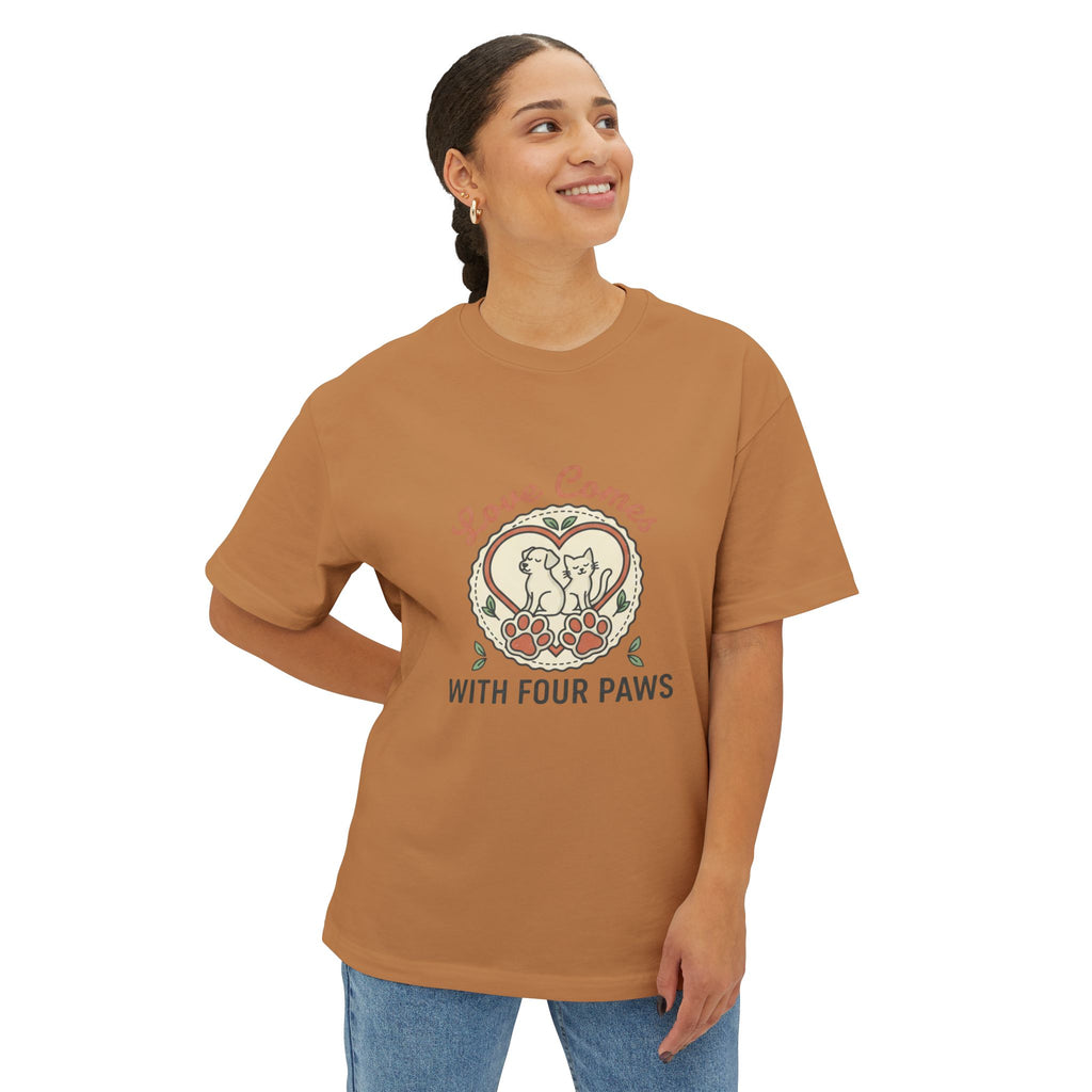 Love Comes With Four Paws T-Shirt | Dog Cat Pet Rescue Tee
