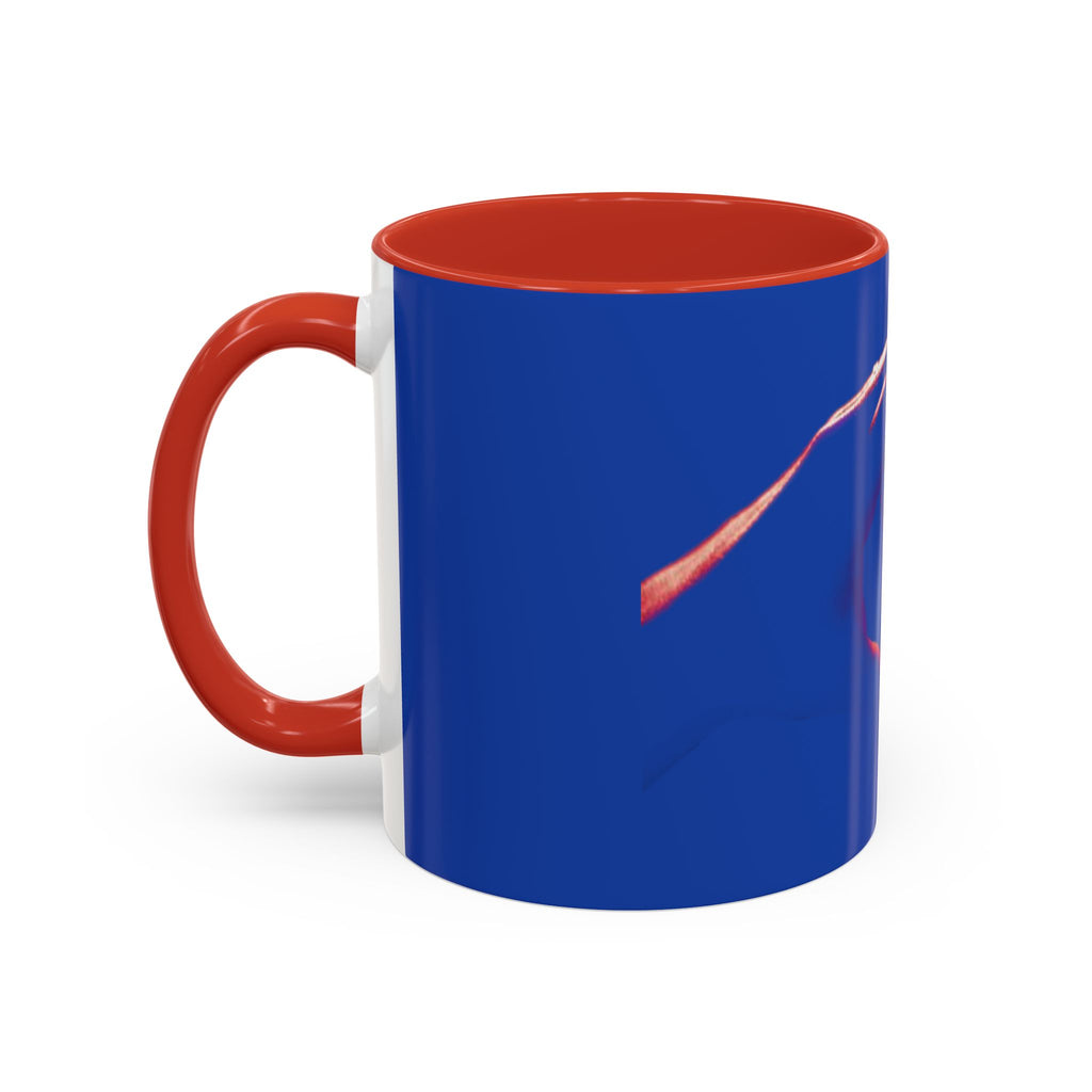 Blue Accent Coffee Mug with Neon Heart Hands Design — 11/15oz