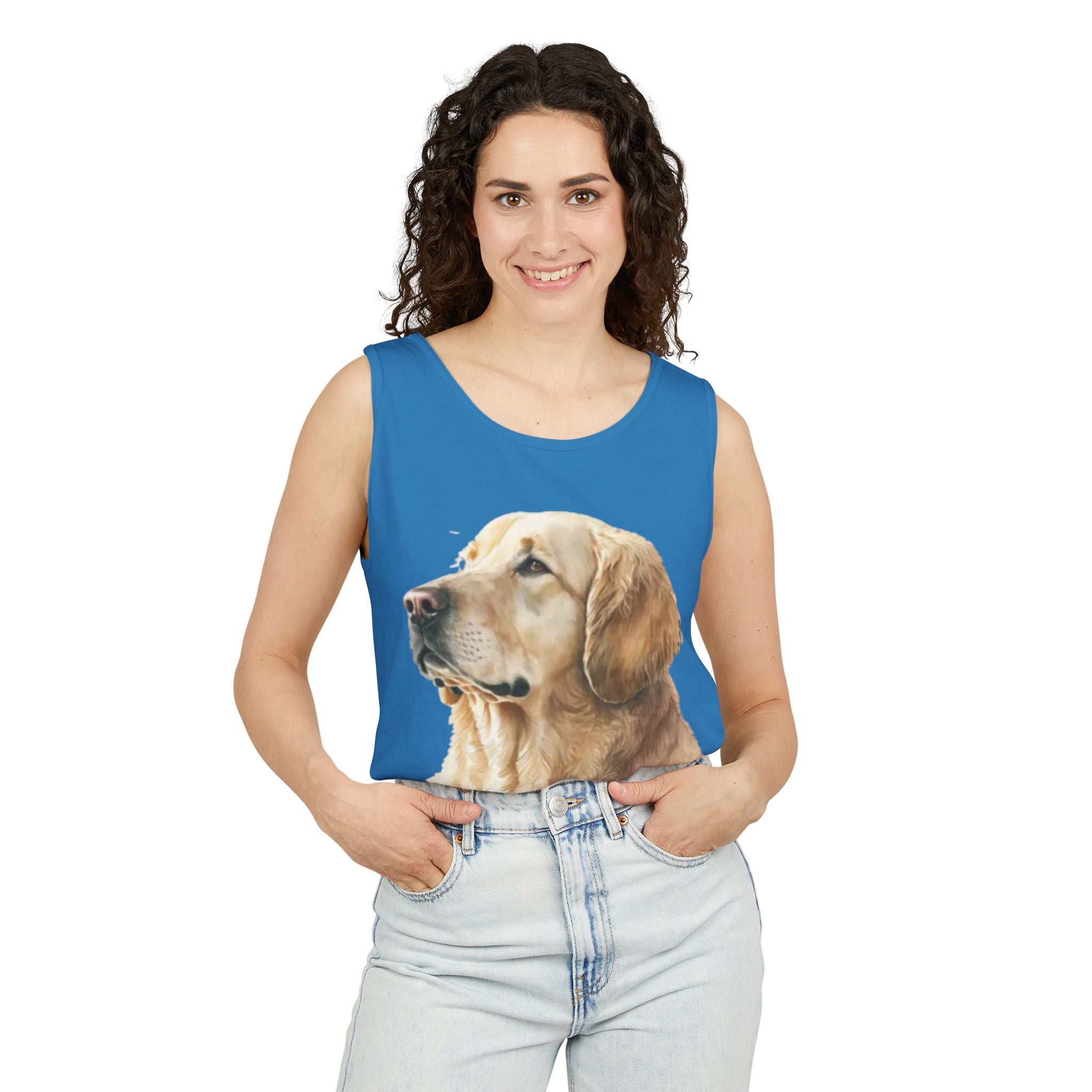 golden retriever watercolor shirt, golden retriever tank top, dog lover summer clothing, golden retriever dad shirt, dog lover clothing