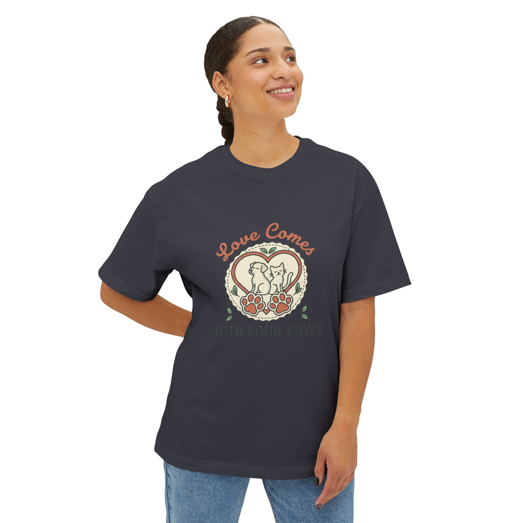 Love Comes With Four Paws T-Shirt | Dog Cat Pet Rescue Tee