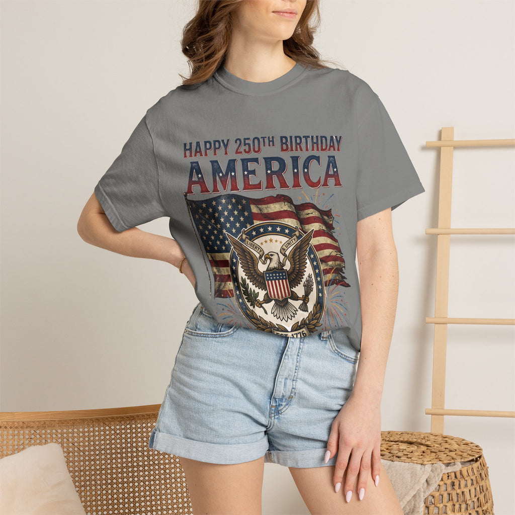 America 250th Anniversary T-Shirt — "Happy 250th Birthday America" Patriotic Tee (1776–2026)