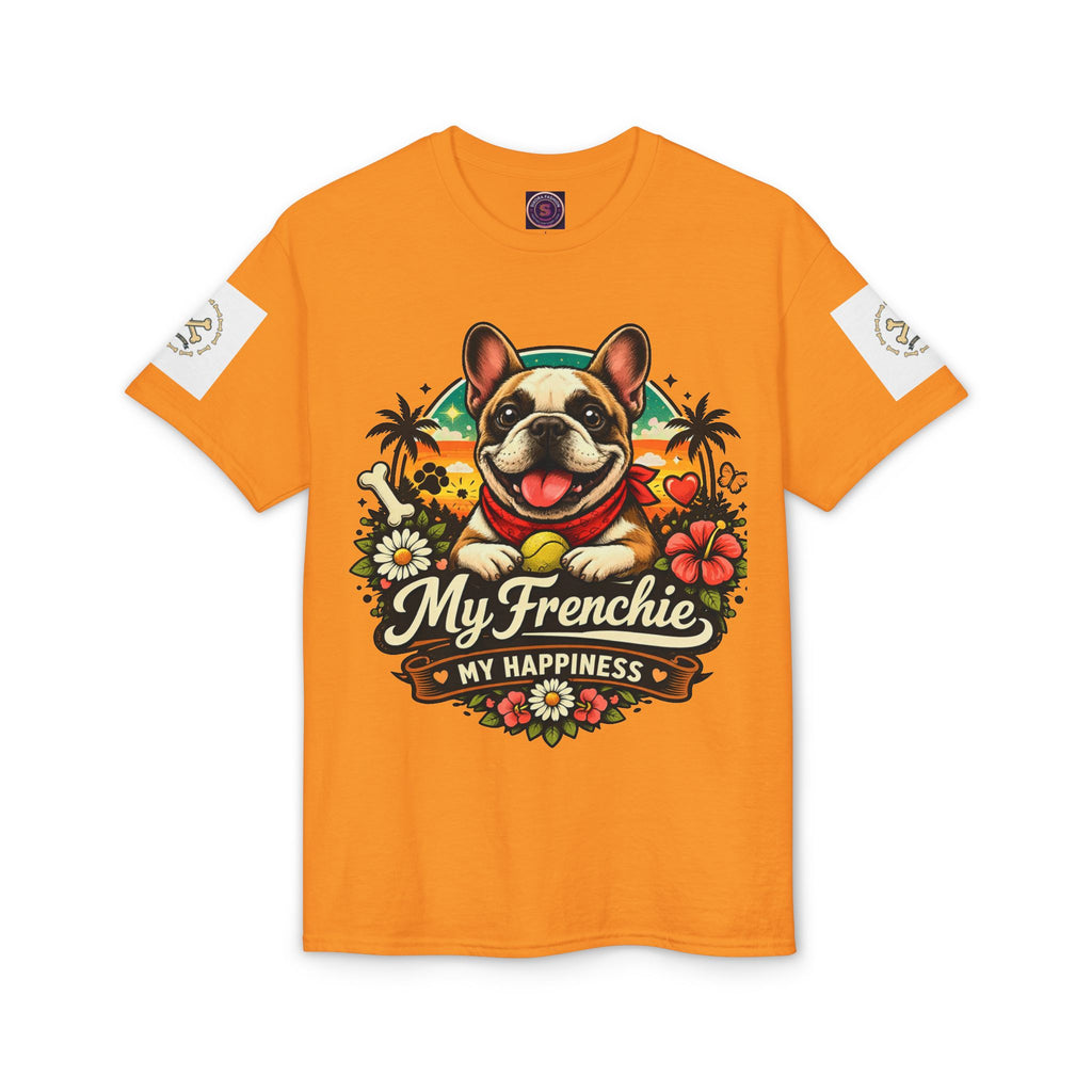 My Frenchie My Happiness shirt, Frenchie dog portrait tee, Comfortable cotton dog shirt, Frenchie fan clothing gift idea