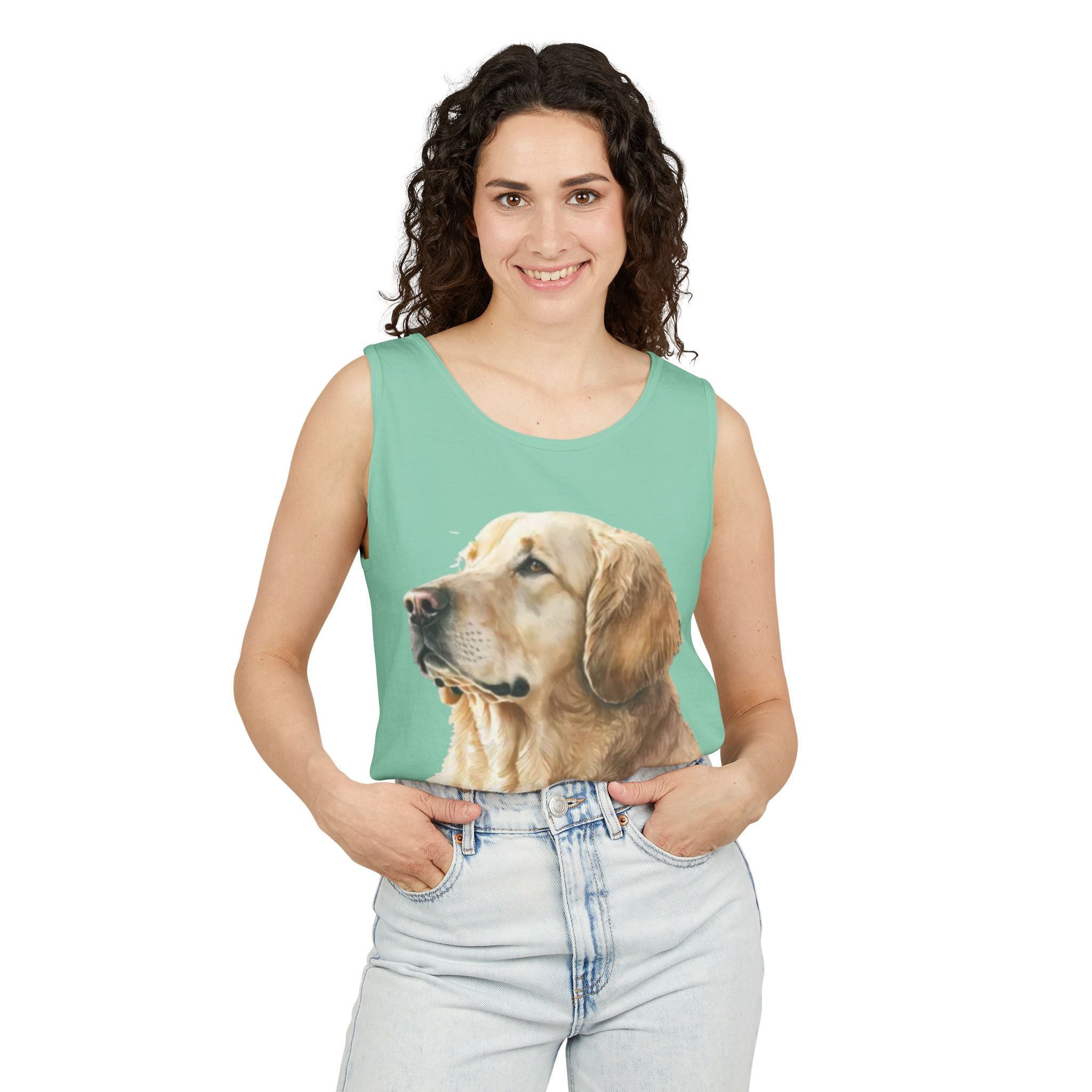 golden retriever watercolor shirt, golden retriever tank top, dog lover summer clothing, golden retriever dad shirt, dog lover clothing