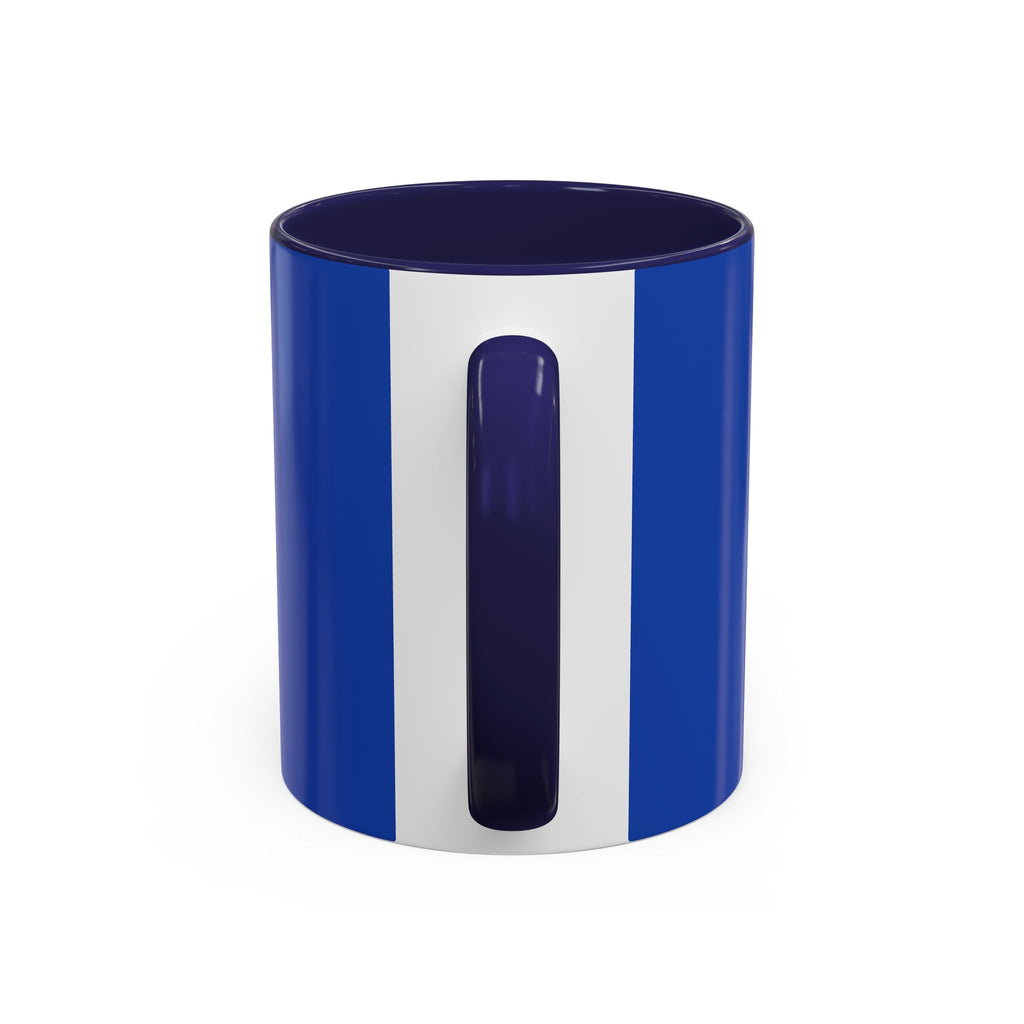 Blue Accent Coffee Mug with Neon Heart Hands Design — 11/15oz