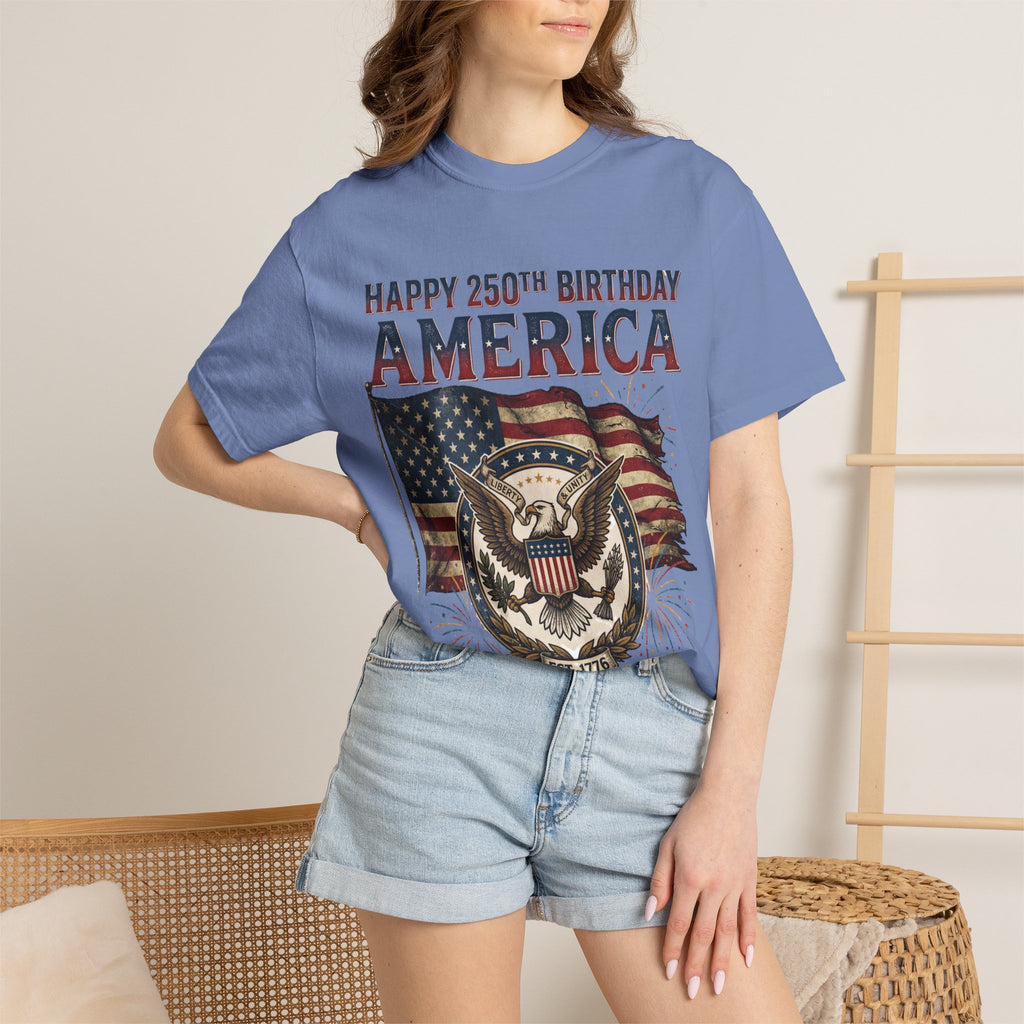 America 250th Anniversary T-Shirt — "Happy 250th Birthday America" Patriotic Tee (1776–2026)