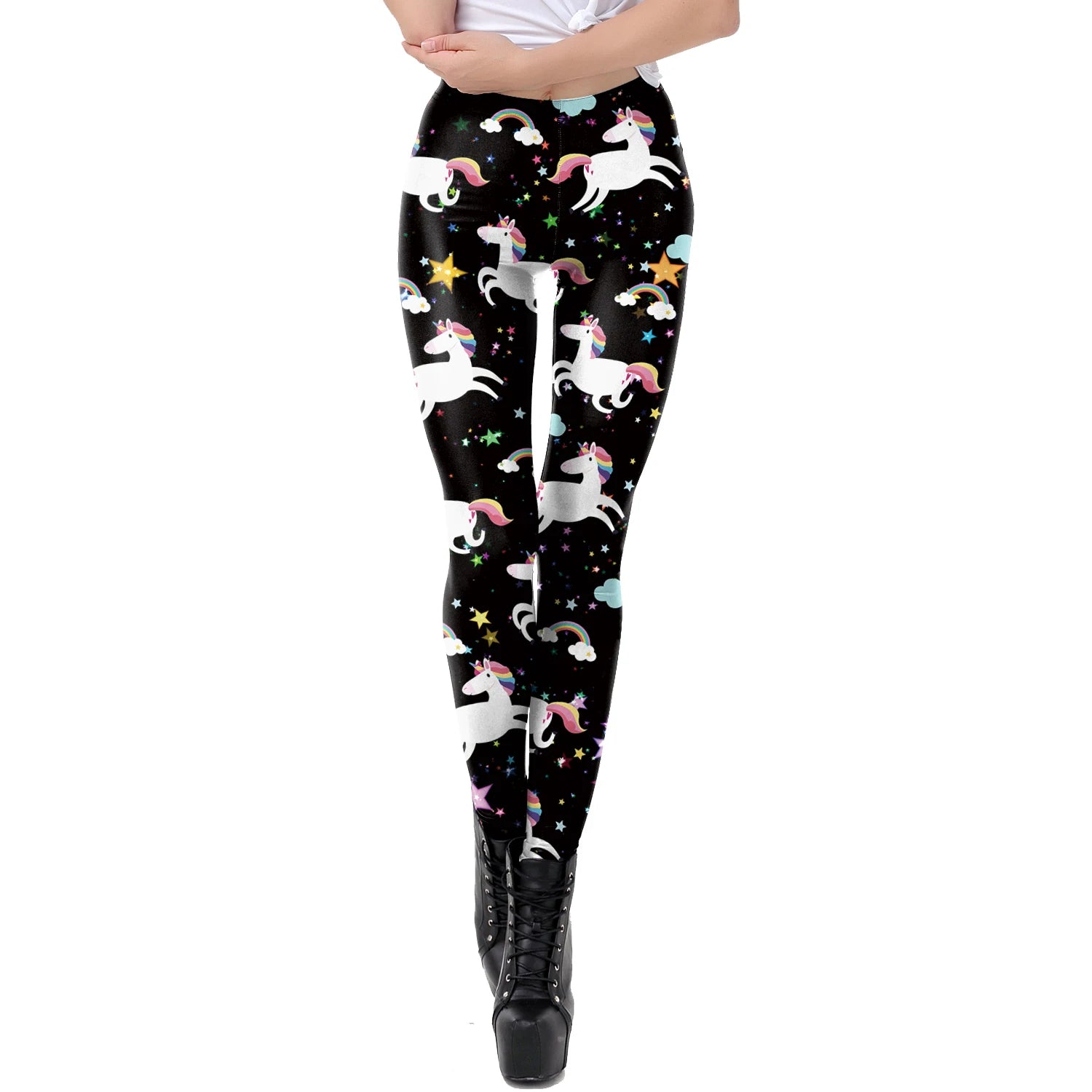NADANBAO 2026 Arrival Unicorn Leggings Women Ice Cream Rainbow Letters Ring Digital