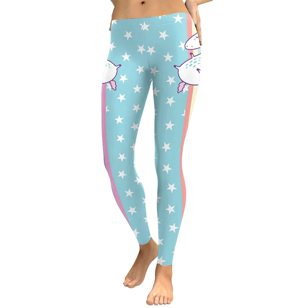 NADANBAO 2026 Arrival Unicorn Leggings Women Ice Cream Rainbow Letters Ring Digital
