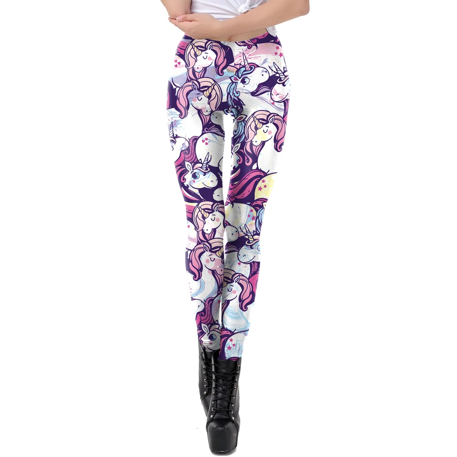 NADANBAO 2026 Arrival Unicorn Leggings Women Ice Cream Rainbow Letters Ring Digital
