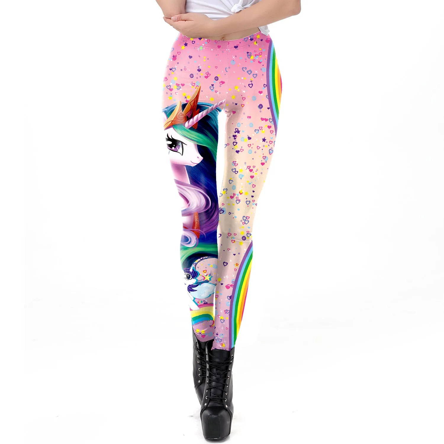 NADANBAO 2026 Arrival Unicorn Leggings Women Ice Cream Rainbow Letters Ring Digital