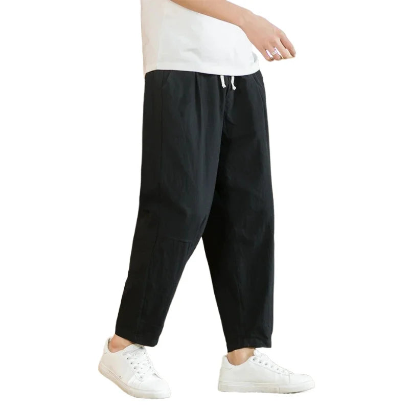 Ultra-Comfort Wide-Leg Linen Blend Drop-Crotch Pants