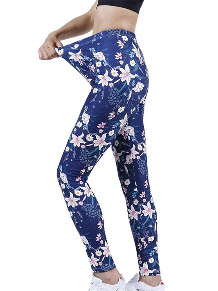 Fashion Women Leggings Beautiful Leaf Floral Printing