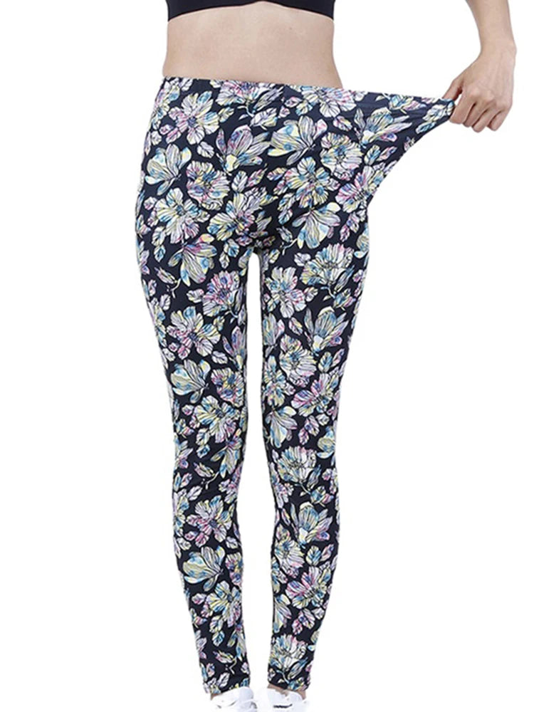Fashion Women Leggings Beautiful Leaf Floral Printing