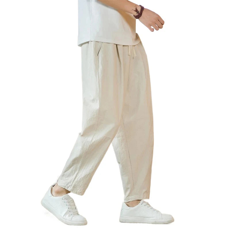 Ultra-Comfort Wide-Leg Linen Blend Drop-Crotch Pants