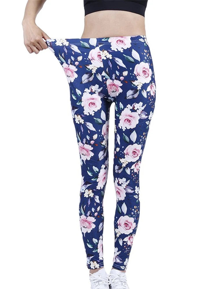 Fashion Women Leggings Beautiful Leaf Floral Printing
